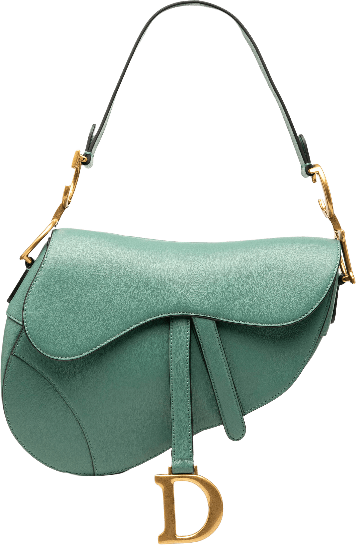 Dior Leather Saddle Bag, från Luxclusif, i färgen light green.