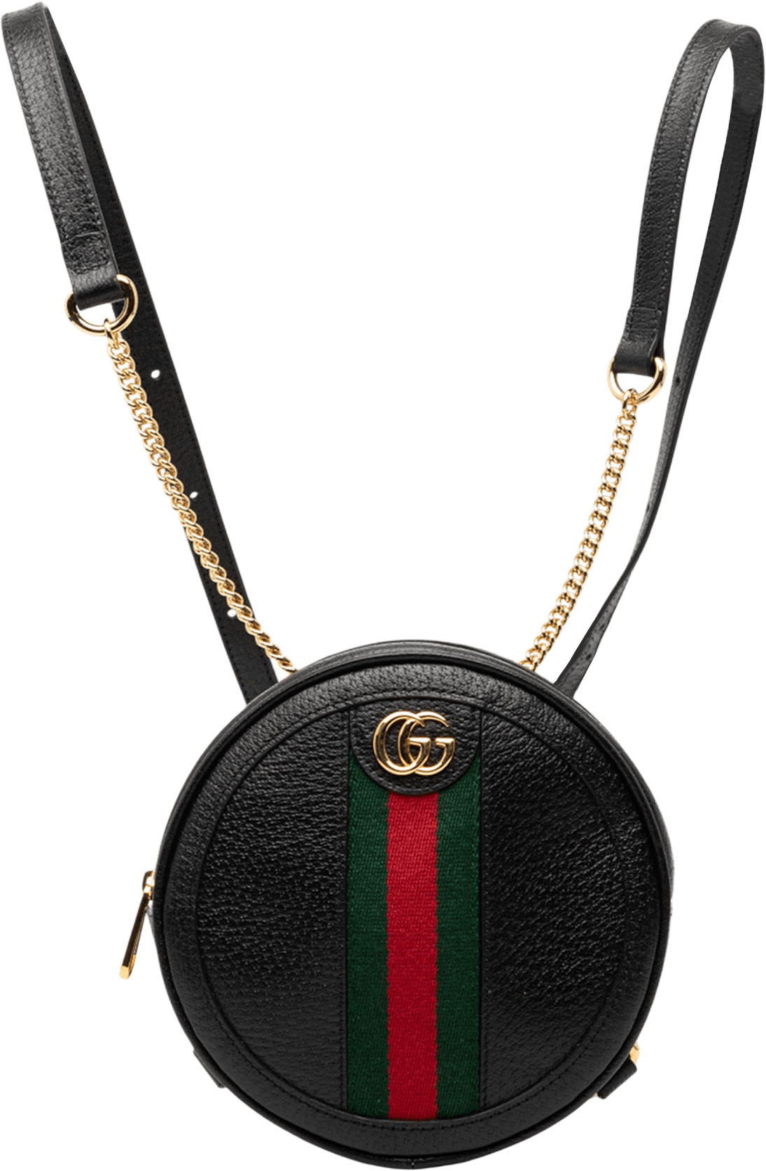 Gucci Mini Leather Round Ophidia Backpack, från Luxclusif, i färgen black.