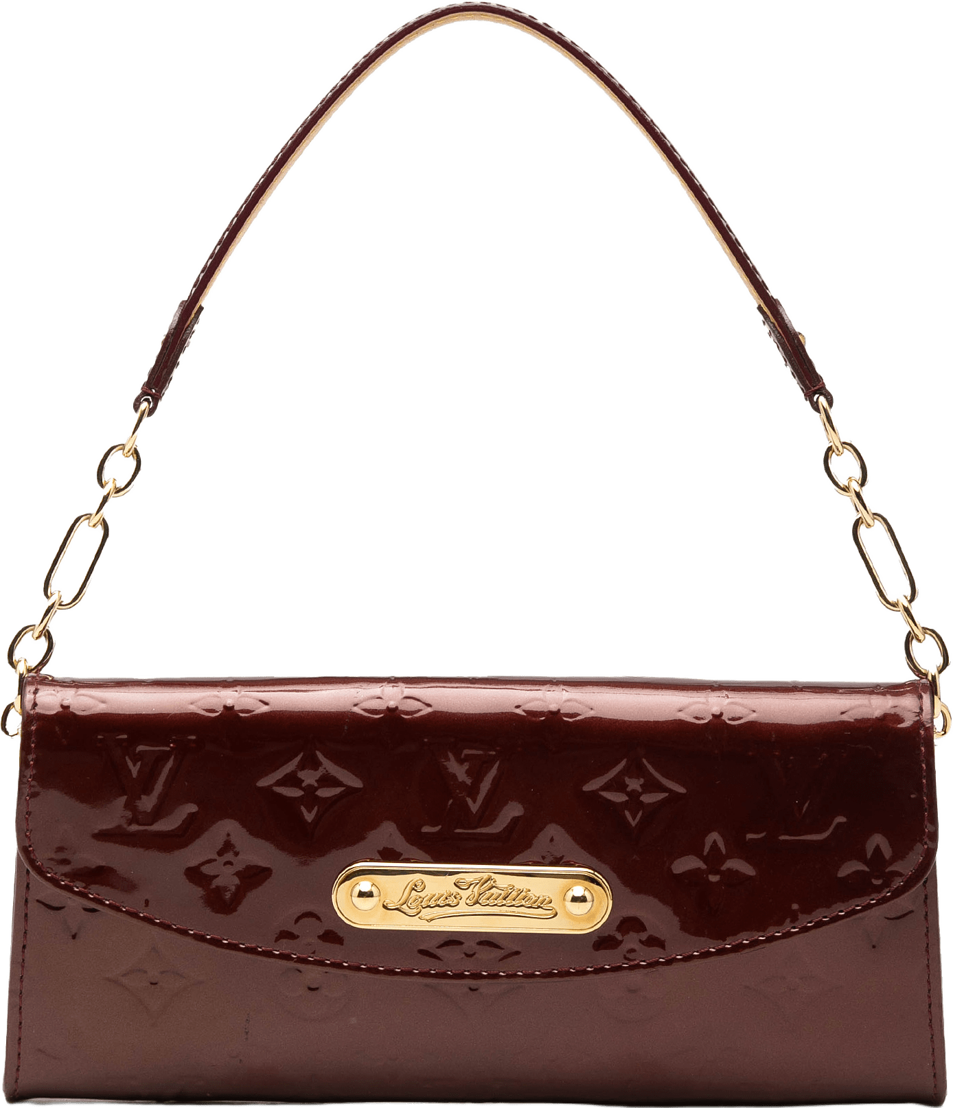Louis Vuitton Monogram Vernis Sunset Boulevard, från Luxclusif, i färgen burgundy.