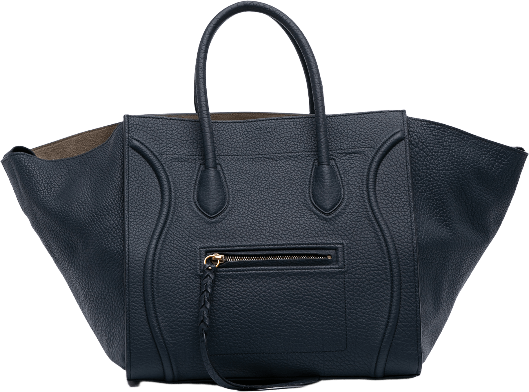 Celine Medium Grained Calfskin Phantom Luggage Tote, från Luxclusif, i färgen navy.