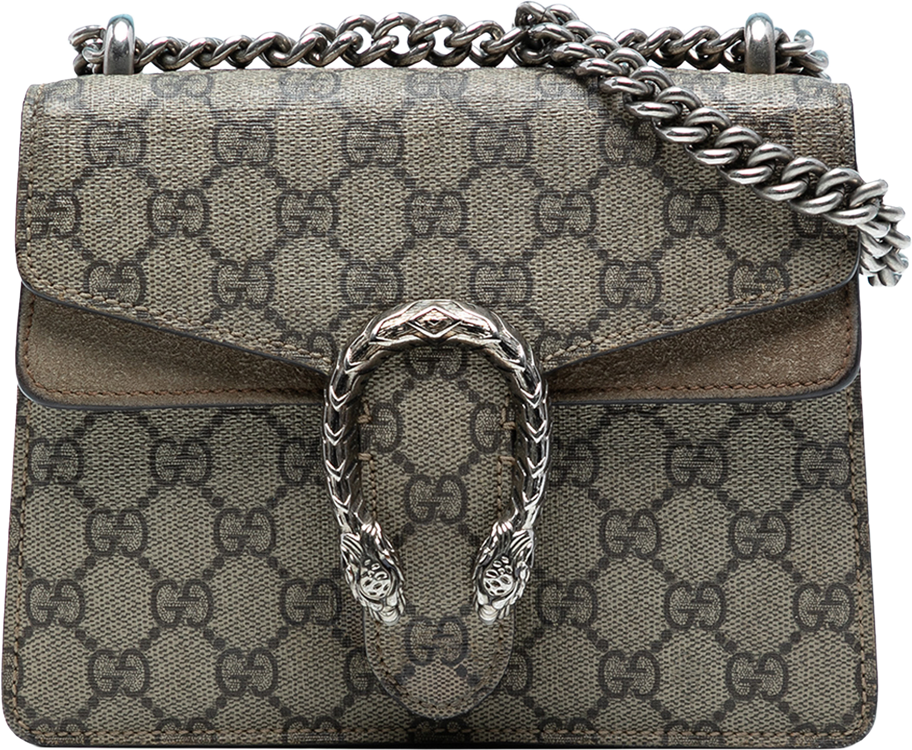 Gucci Small Gg Supreme Dionysus Crossbody, från Luxclusif, i färgen beige.