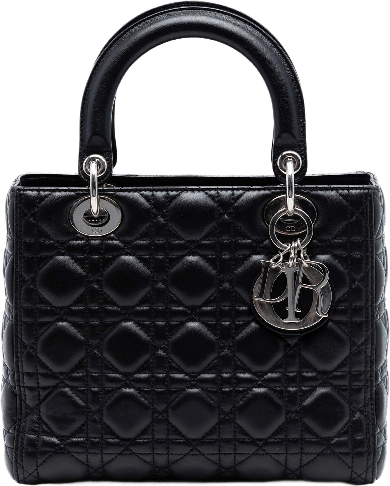 Dior Medium Lambskin Cannage Lady Dior, från Luxclusif, i färgen black.