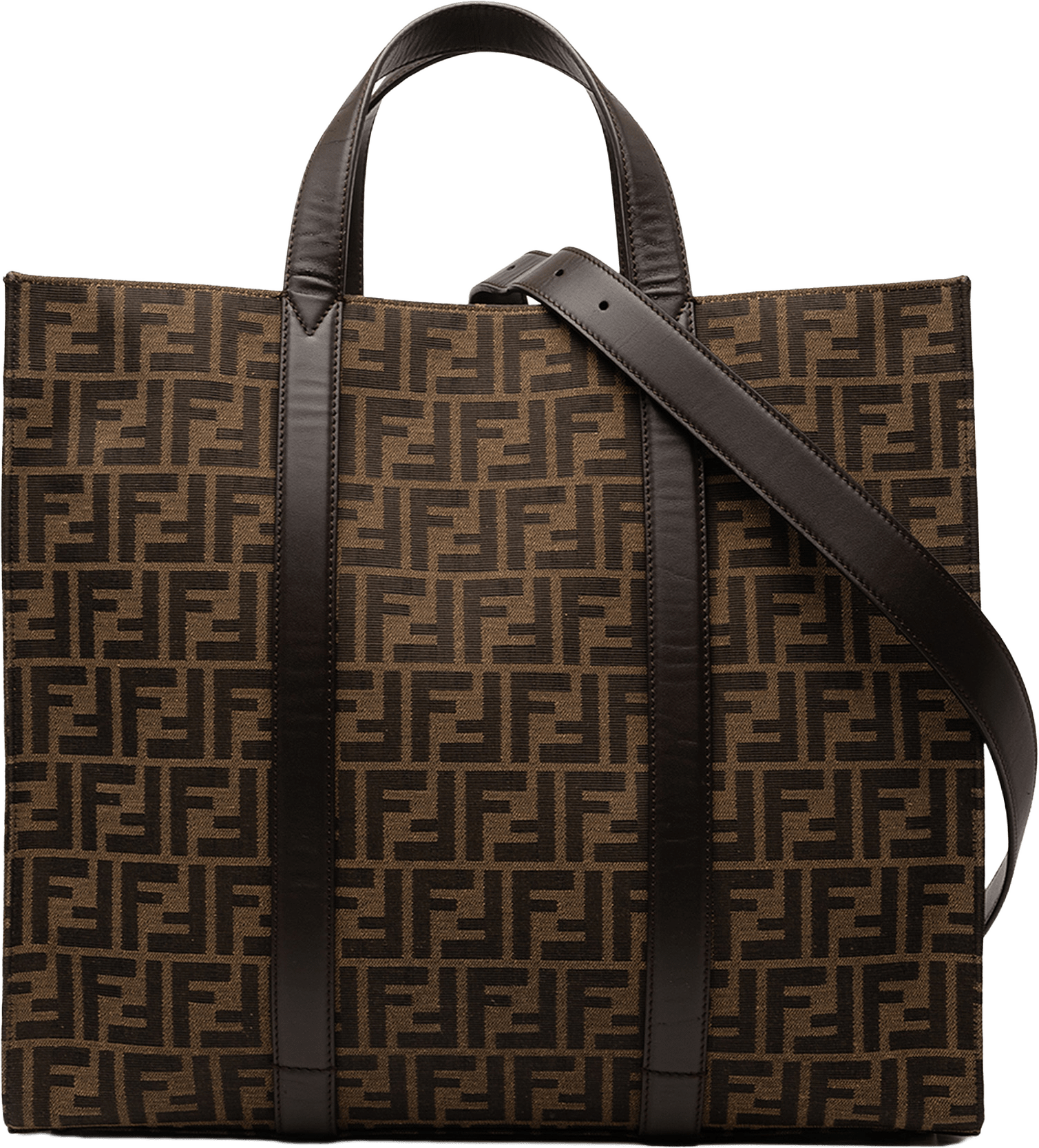 Fendi Ff 1974 Jacquard Shopper Tote, från Luxclusif, i färgen brown.