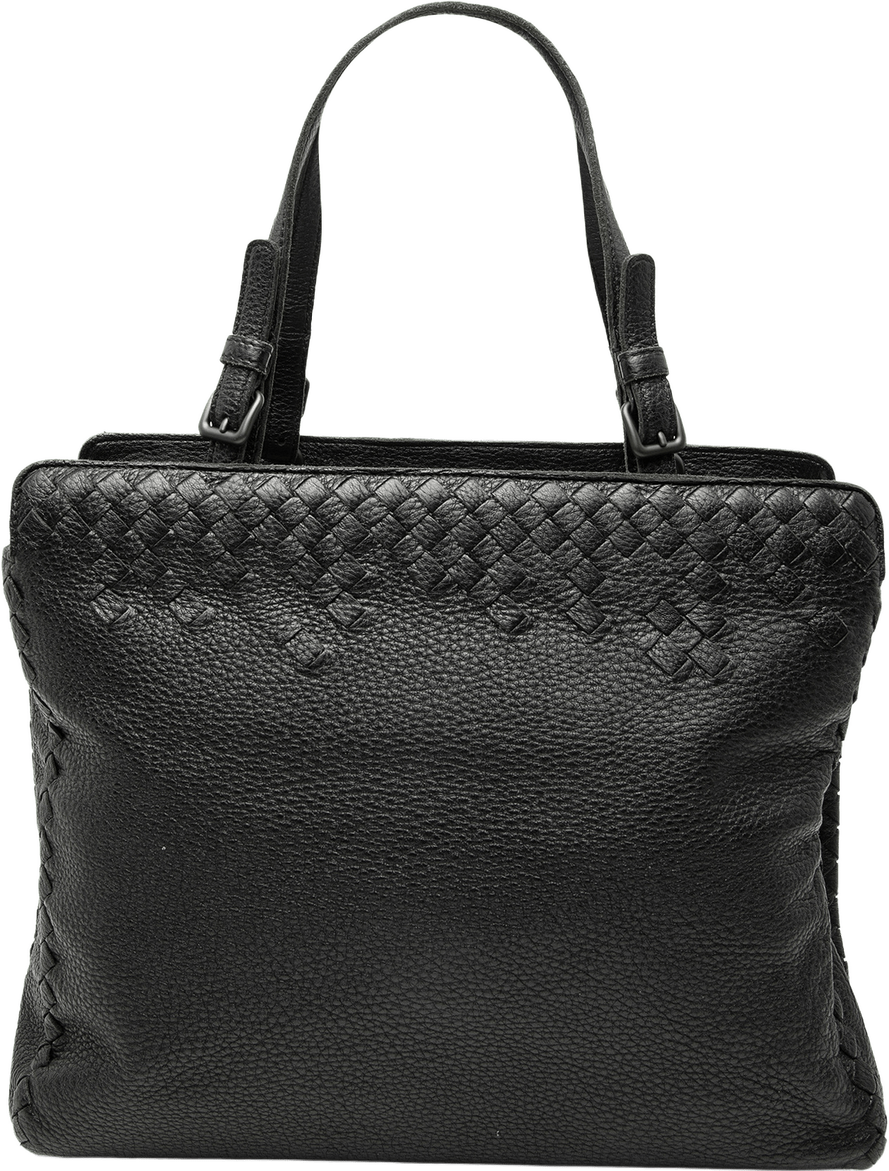 Bottega Veneta Grained Calfskin Intrecciato Tote, från Luxclusif, i färgen black.