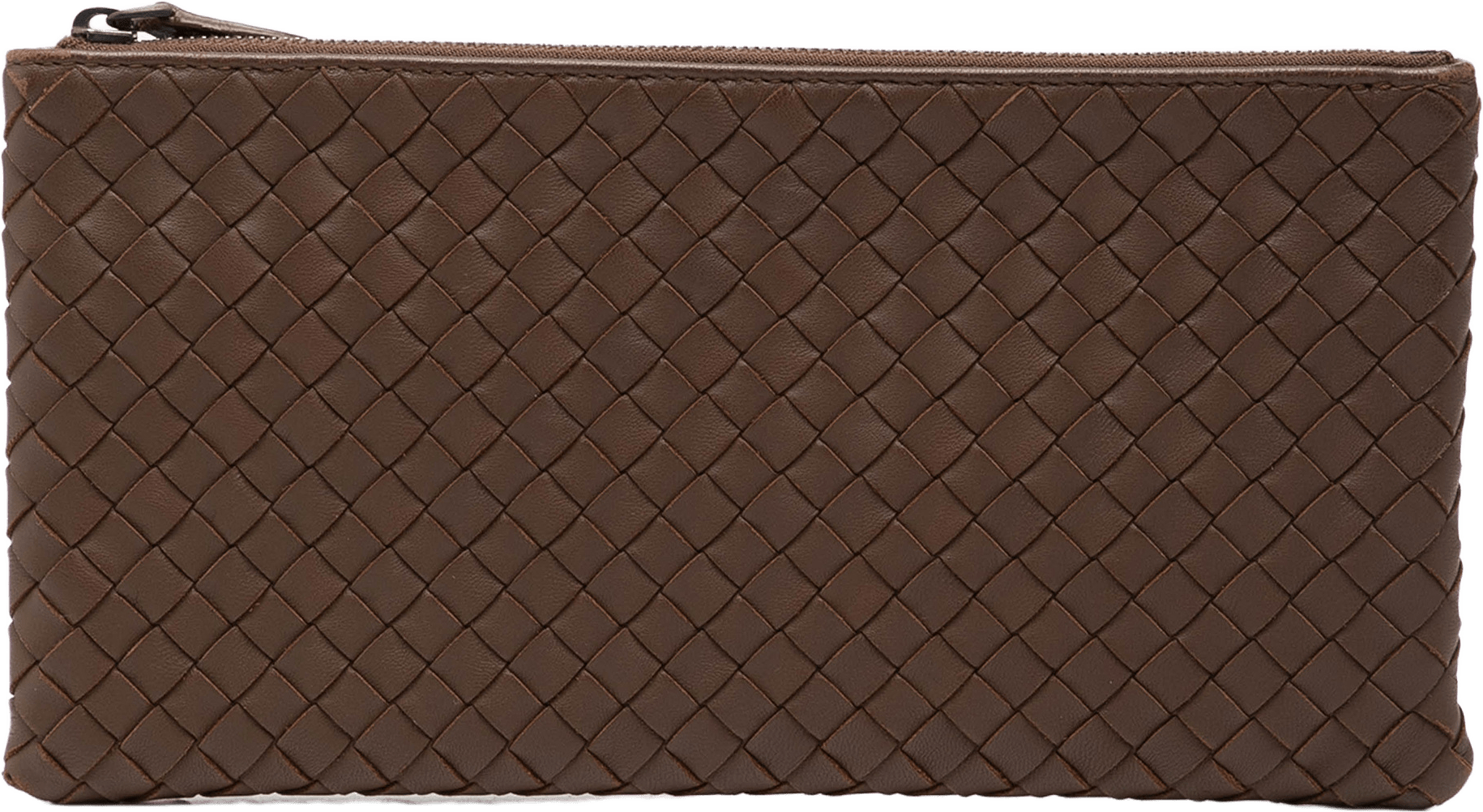 Bottega Veneta Nappa Intrecciato Zip Pouch, från Luxclusif, i färgen dark brown.