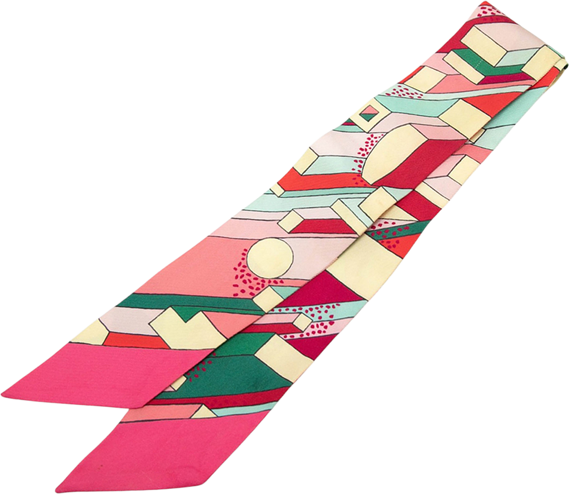 Hermès On A Summer Day Silk Twilly Scarf, från Luxclusif, i färgen pink.