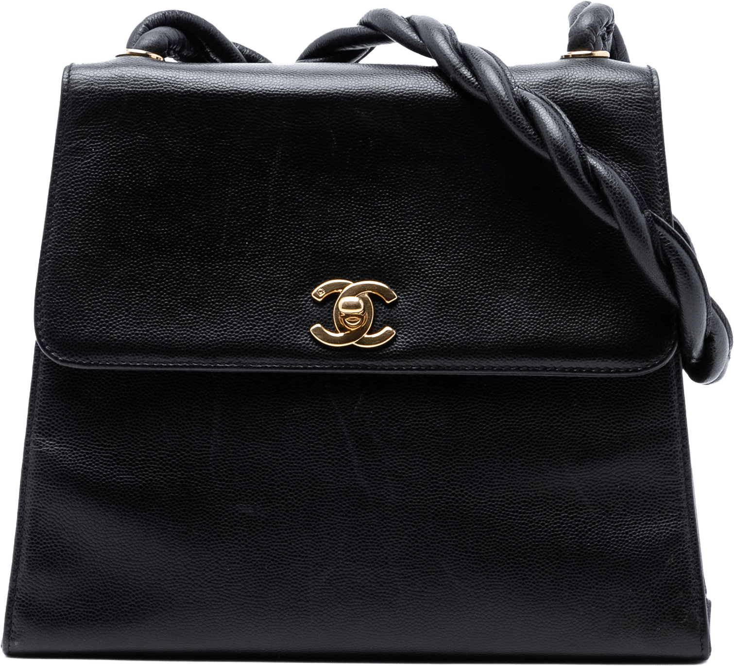 Chanel Cc Caviar Twisted Strap Shoulder Bag, från Luxclusif, i färgen black.