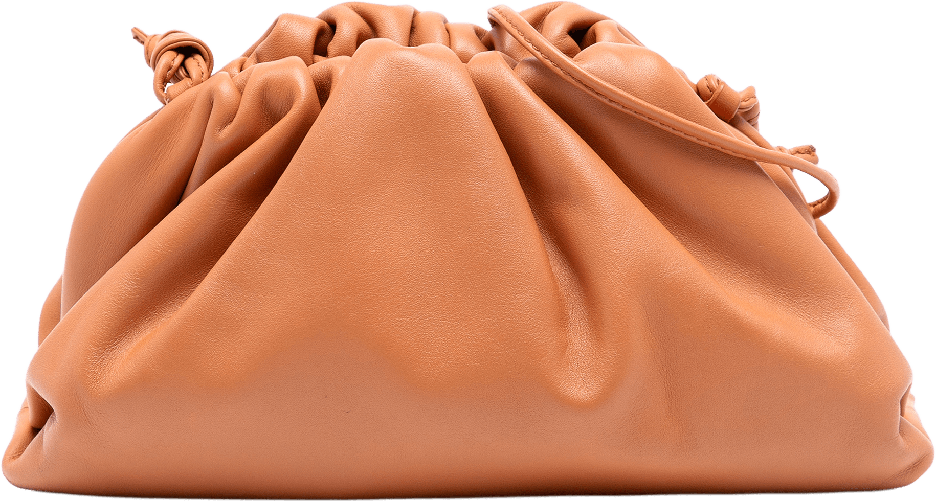 Bottega Veneta Lambskin The Mini Pouch Crossbody, från Luxclusif, i färgen camel.