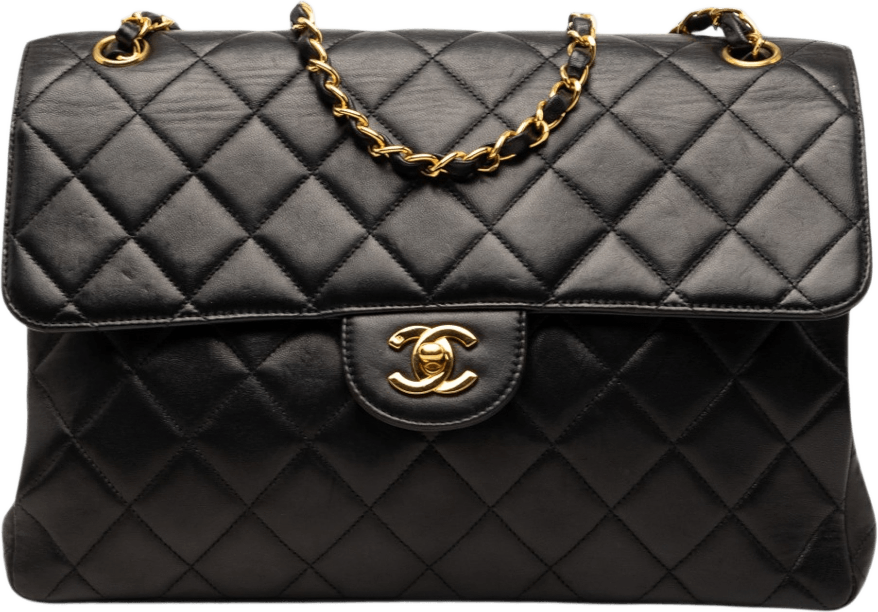 Chanel Jumbo Quilted Lambskin Double Sided Flap, från Luxclusif, i färgen black.