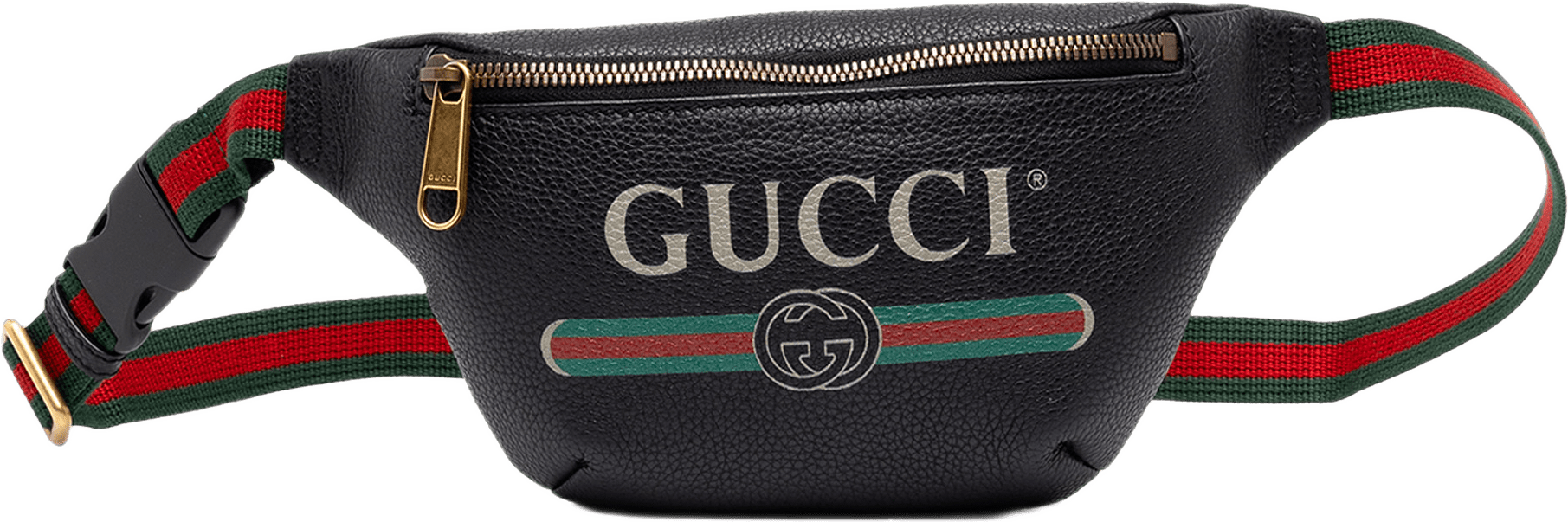 Gucci Small Grained Calfskin Web Logo Belt Bag, från Luxclusif, i färgen svart.