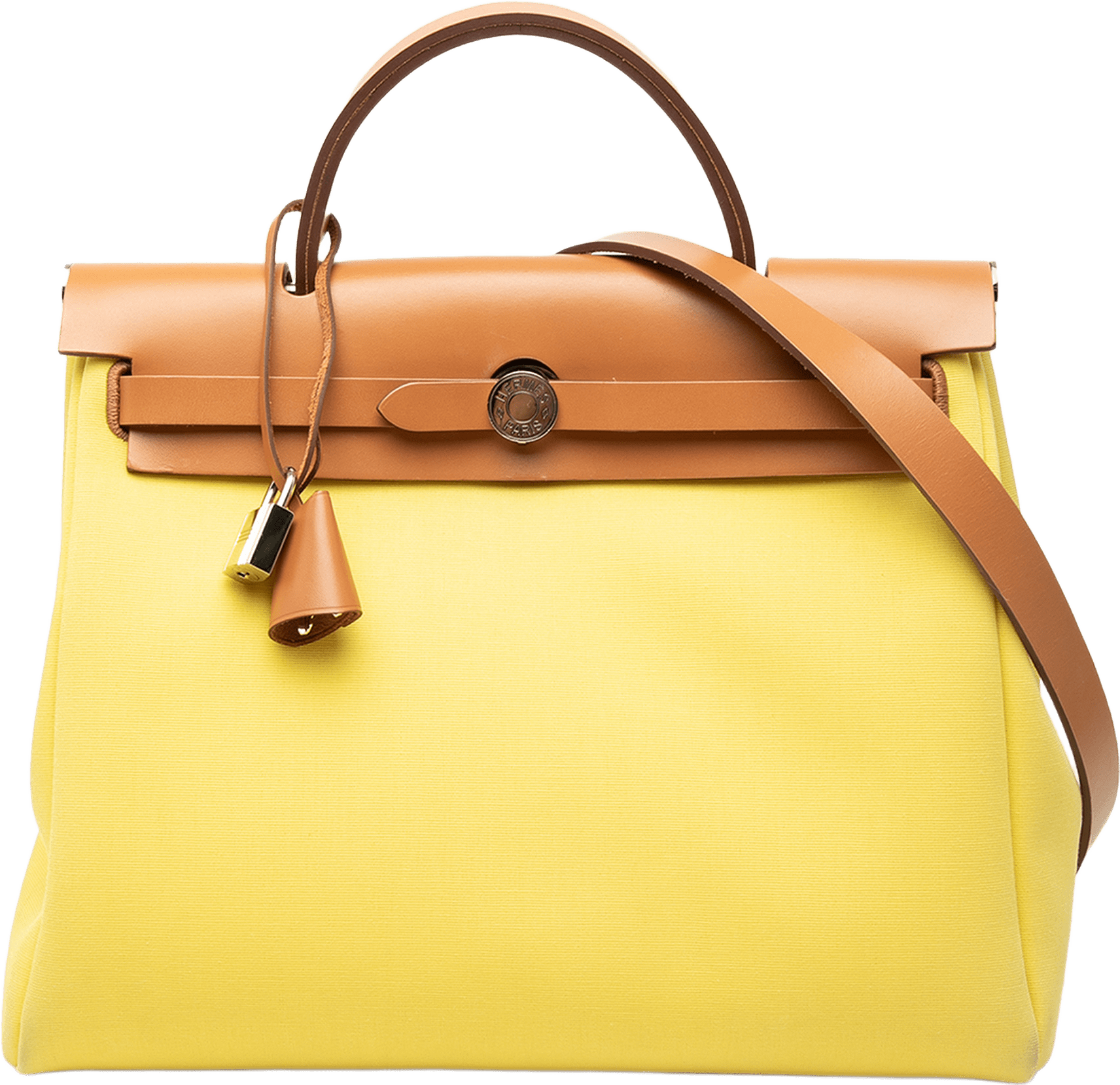 Hermès Toile Herbag Zip 31, från Luxclusif, i färgen gul.