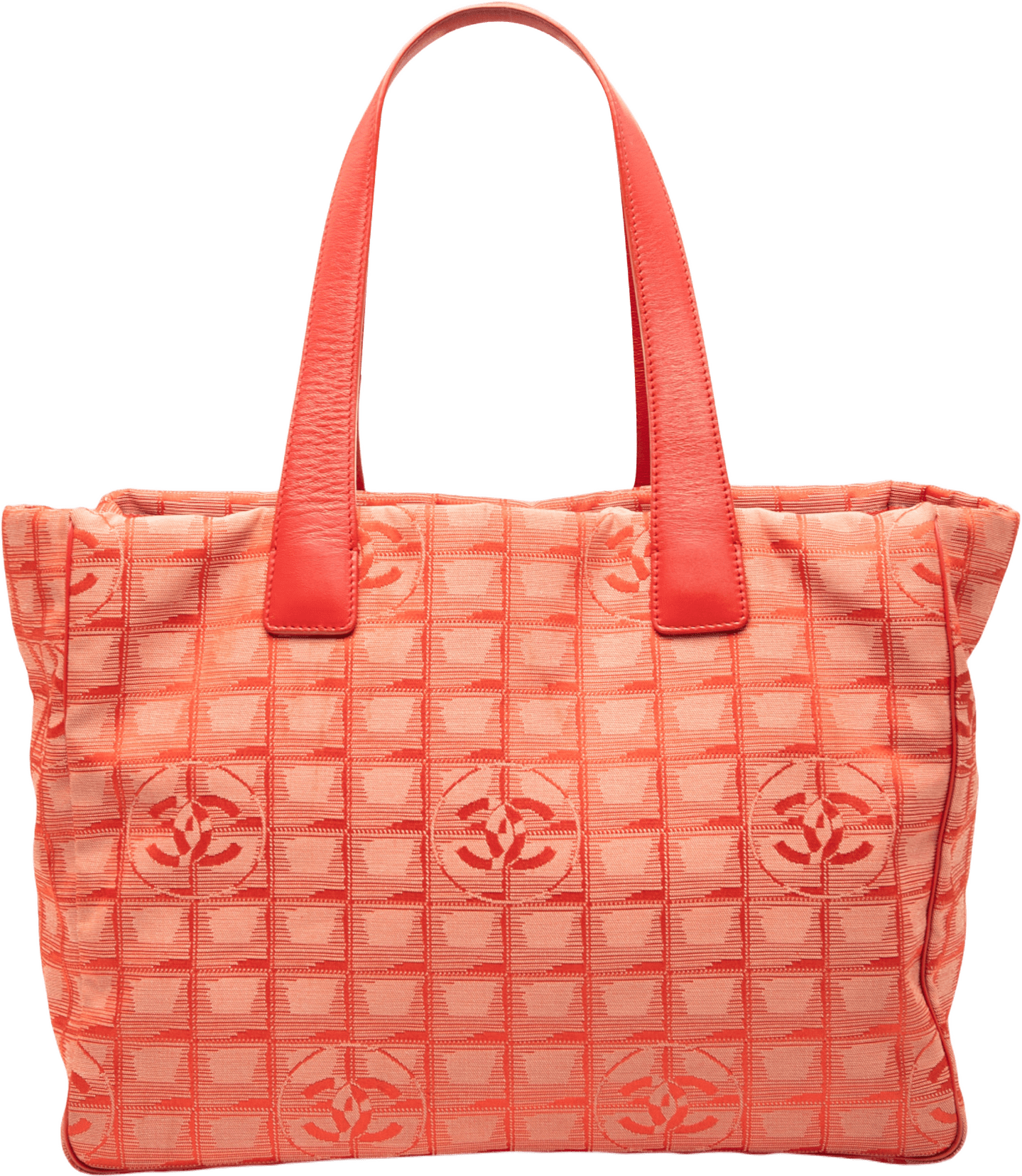 Chanel New Travel Line Nylon Tote, från Luxclusif, i färgen orange.