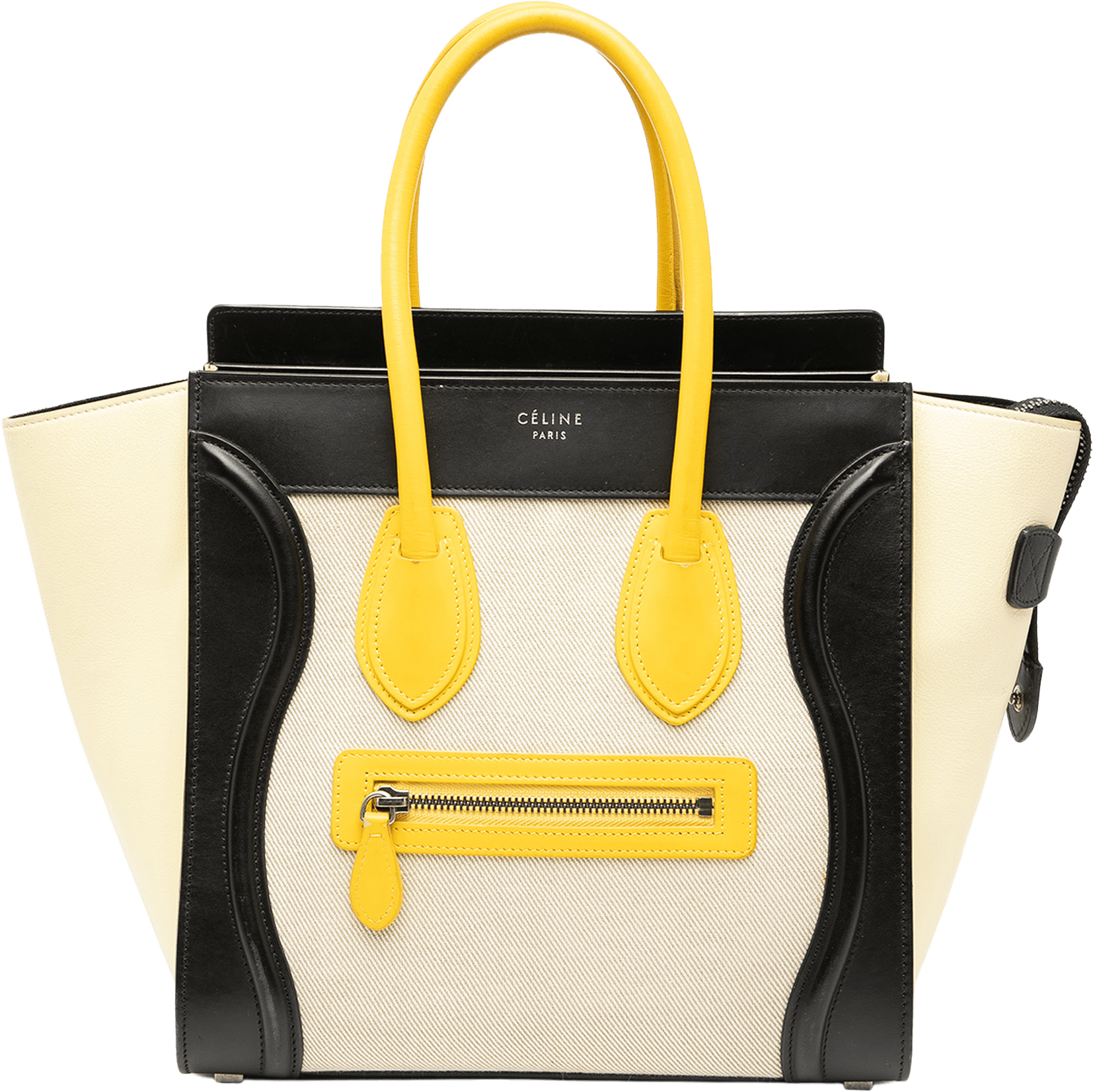 Celine Micro Tricolor Canvas And Leather Luggage Tote, från Luxclusif, i färgen light beige.