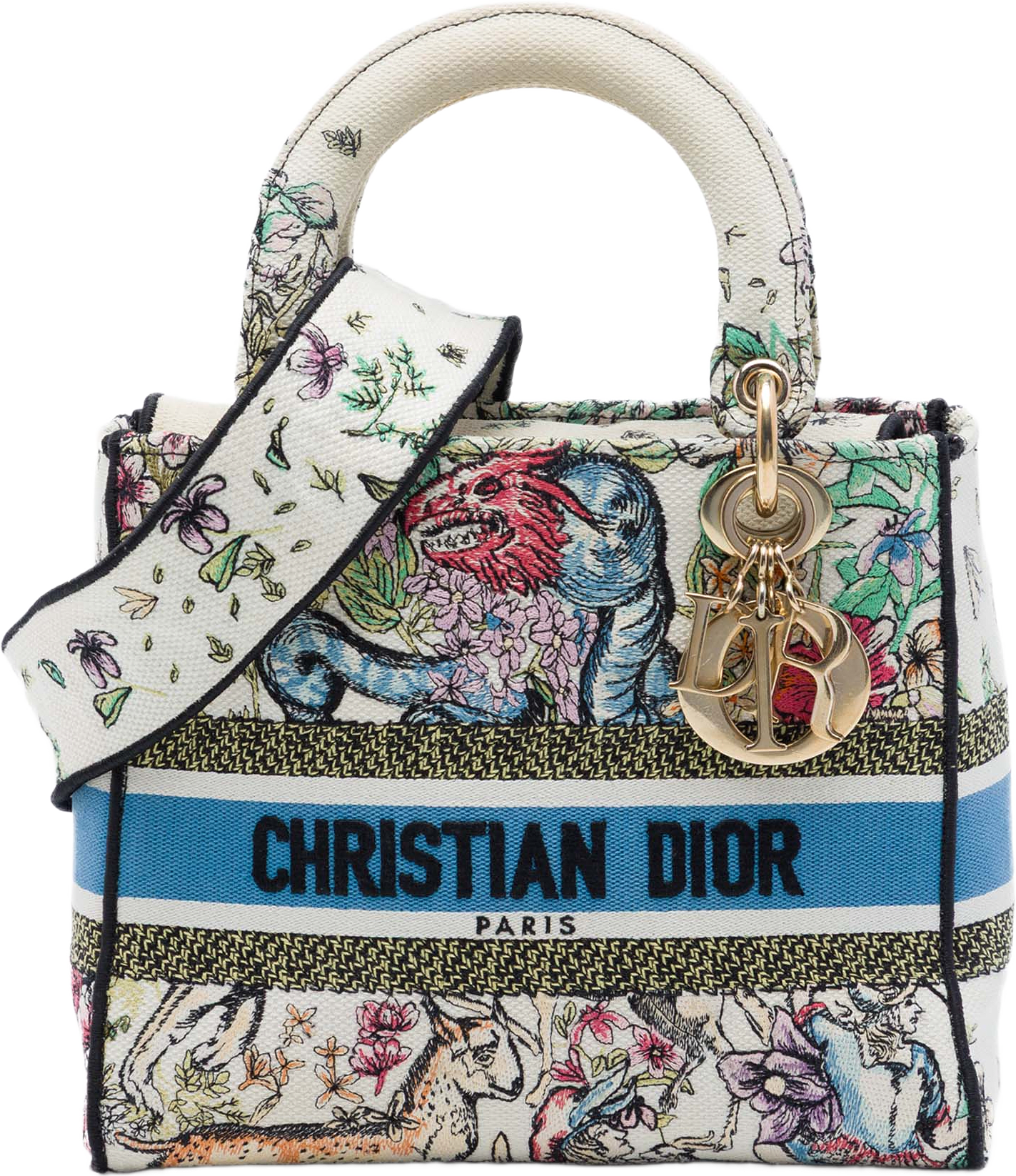 Dior Medium Embroidered Canvas D Constellation Lady D Lite, från Luxclusif, i färgen vit.