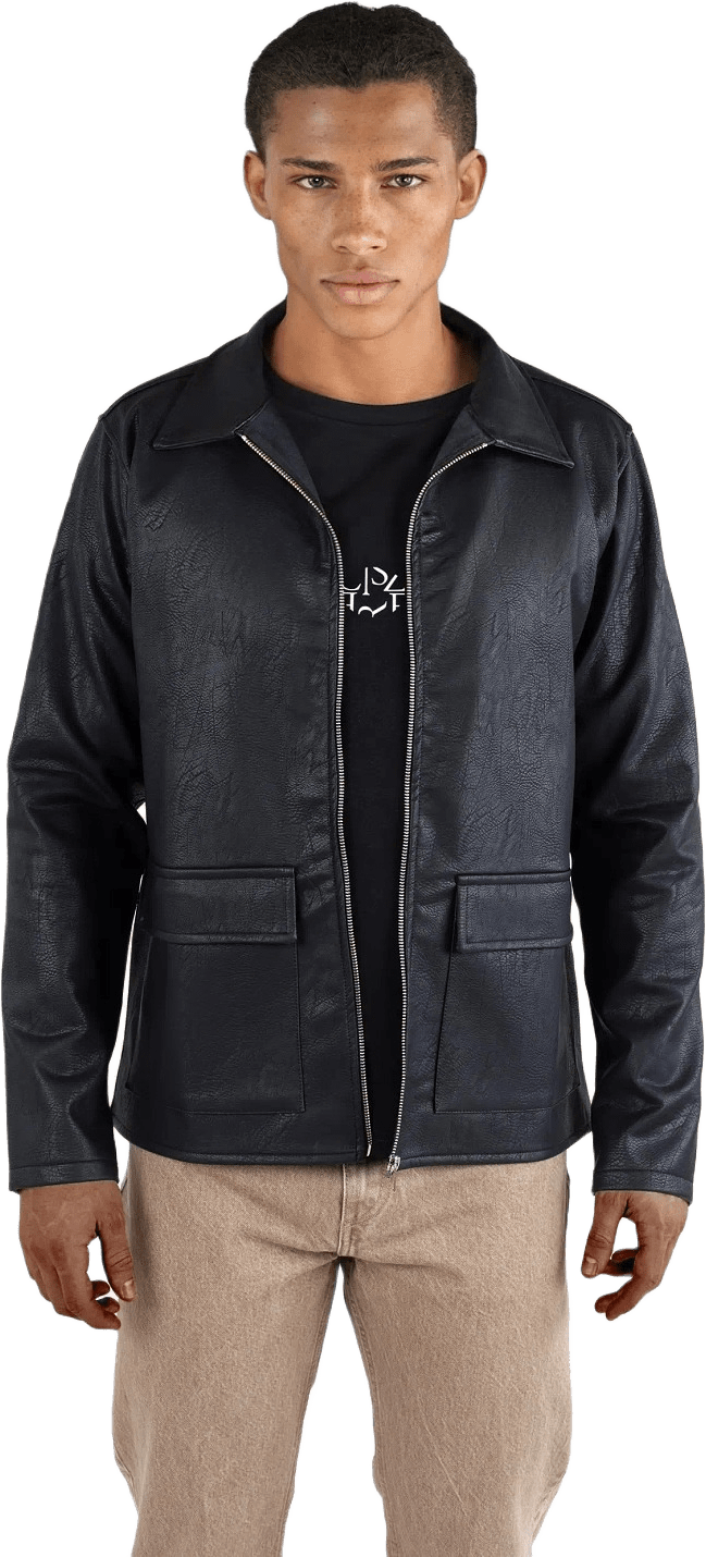 Mel Vegan Leather Hybrid Jacket - Black