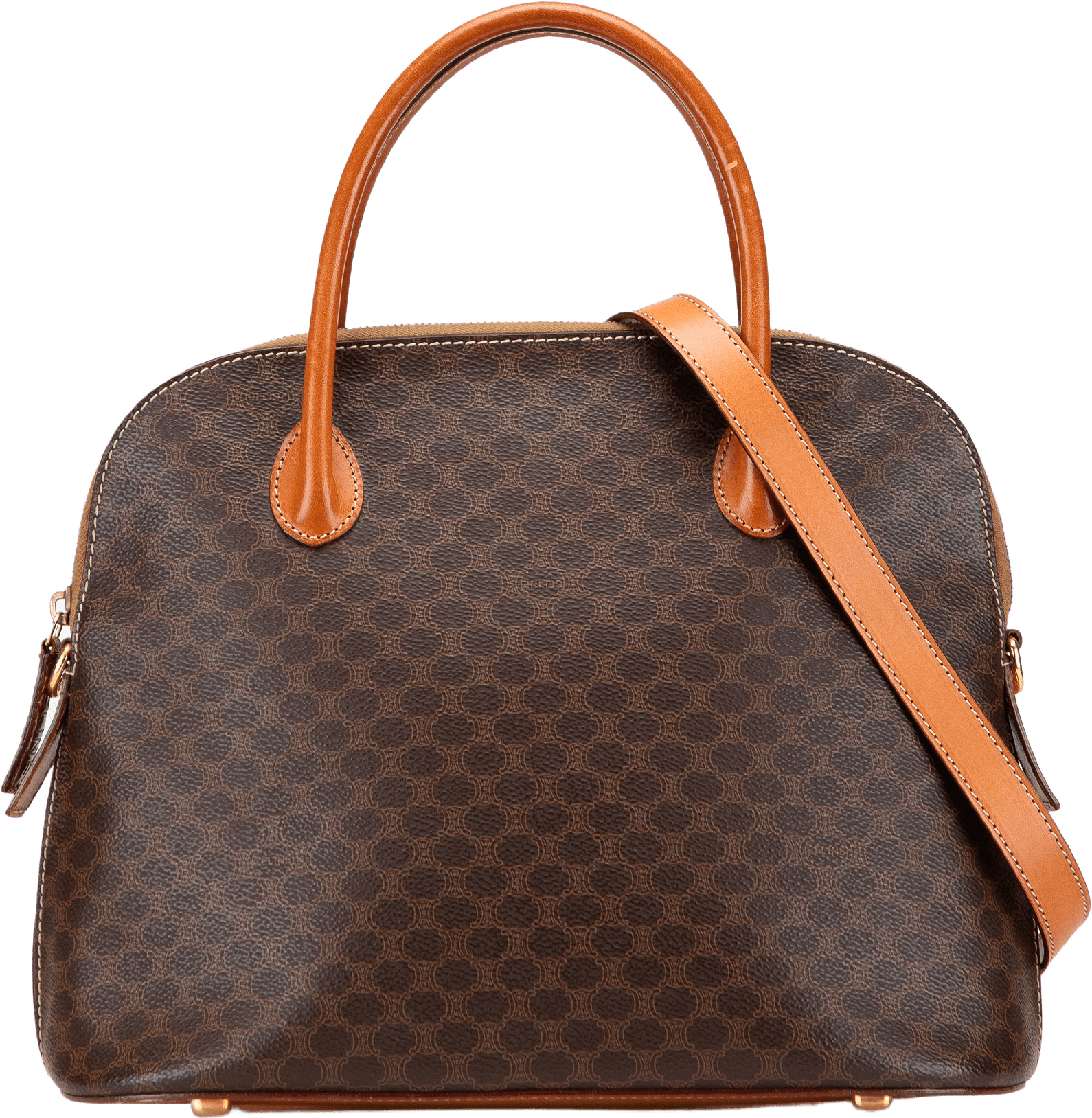 Celine Macadam Coated Canvas Dome Satchel, från Luxclusif, i färgen brown.