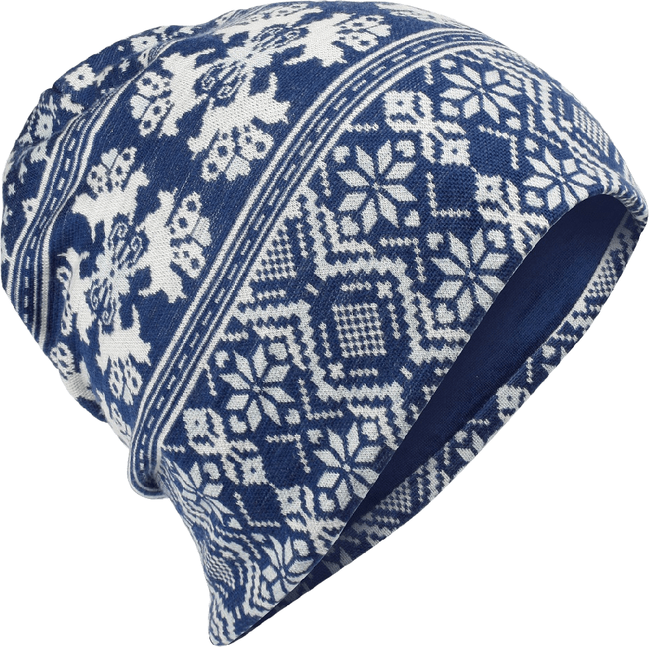 Merino Dalecarlian Beanie, från Bagheera, i färgen navy/turquoise.