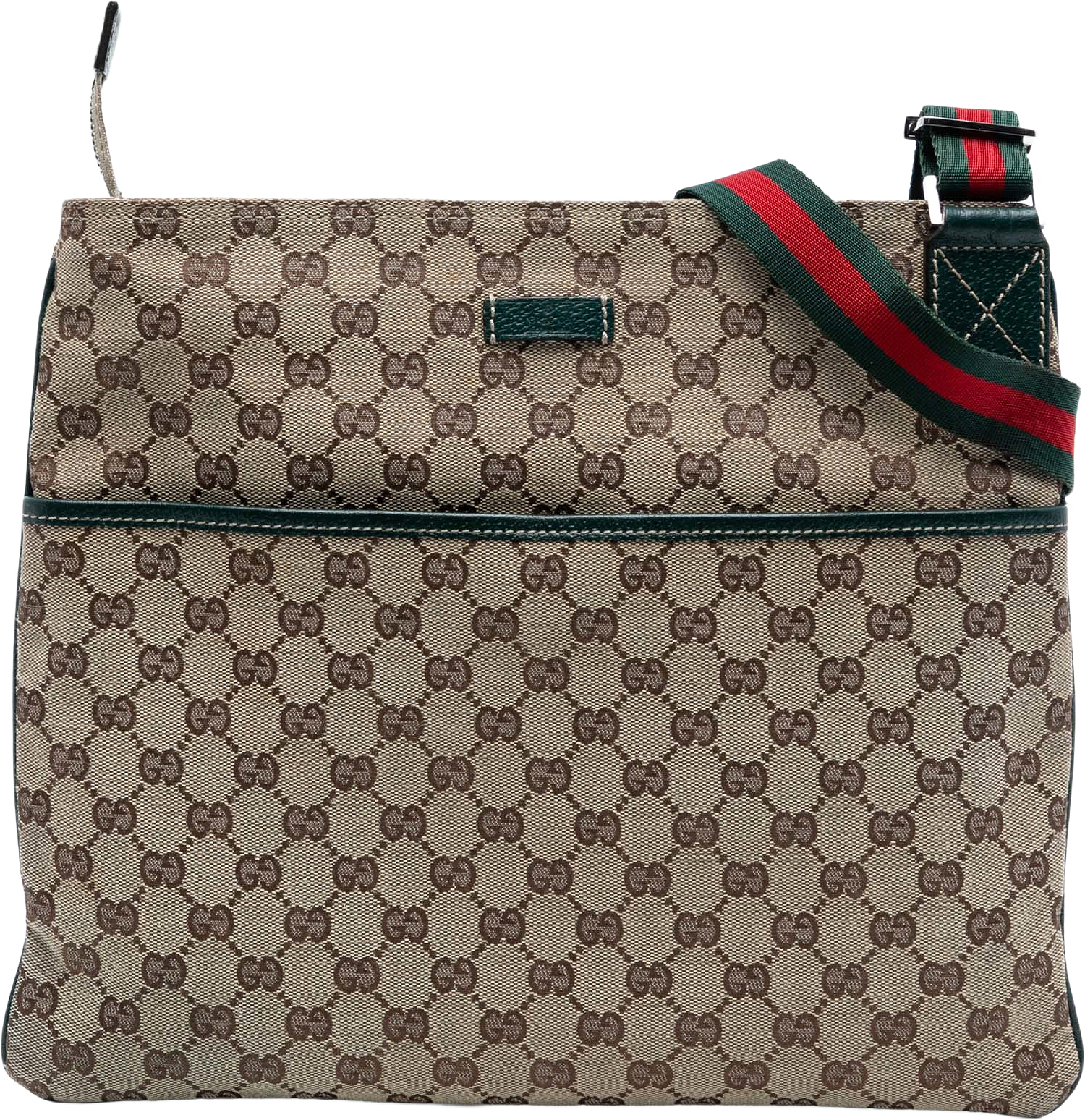Gucci Gg Canvas Web Crossbody, från Luxclusif, i färgen beige.