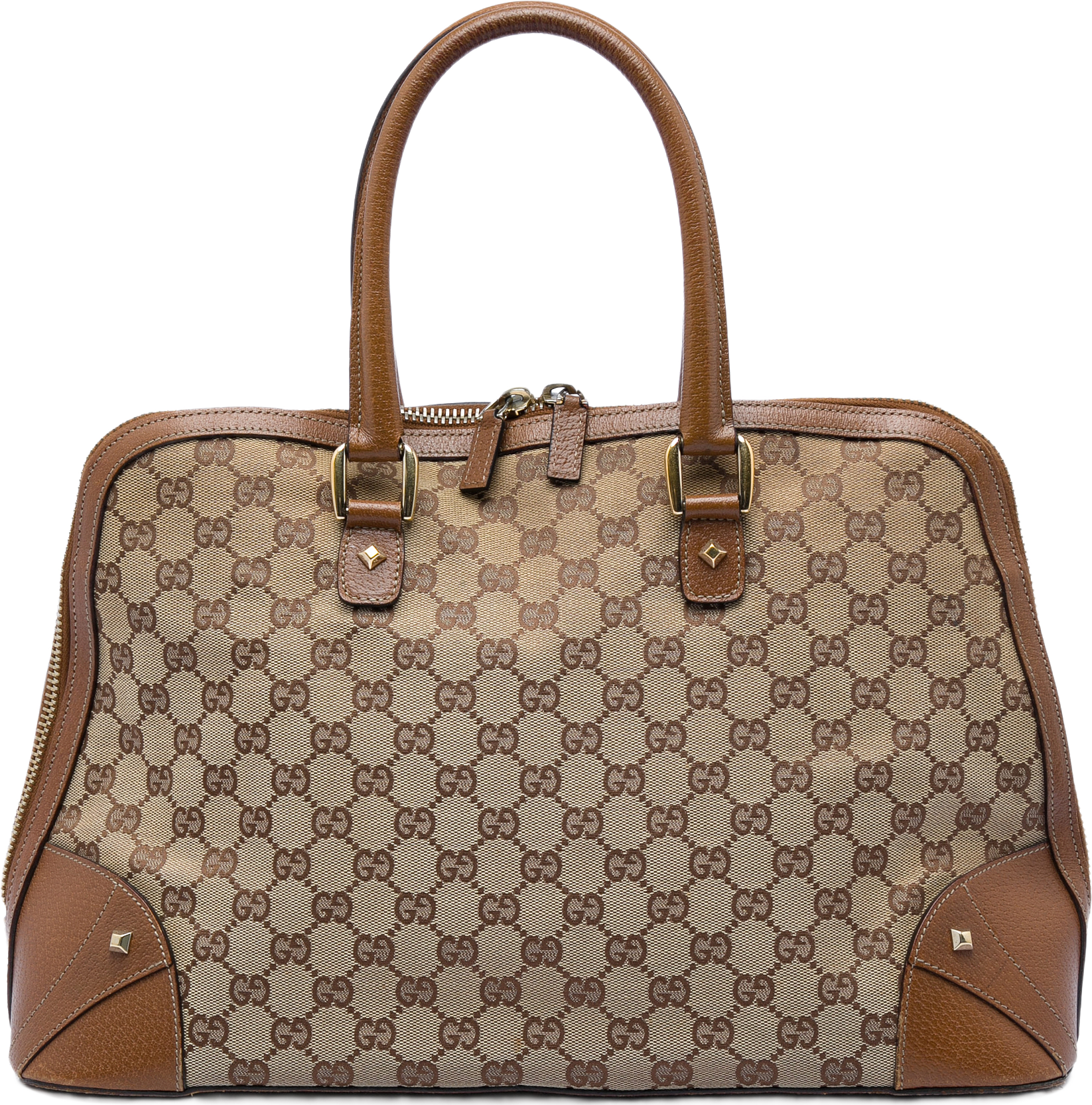 Gucci Gg Canvas Dome Nailhead Handbag, från Luxclusif, i färgen beige.