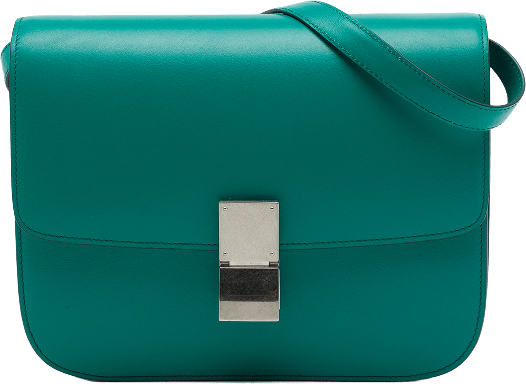 Celine Medium Calfskin Classic Box, från Luxclusif, i färgen blå.