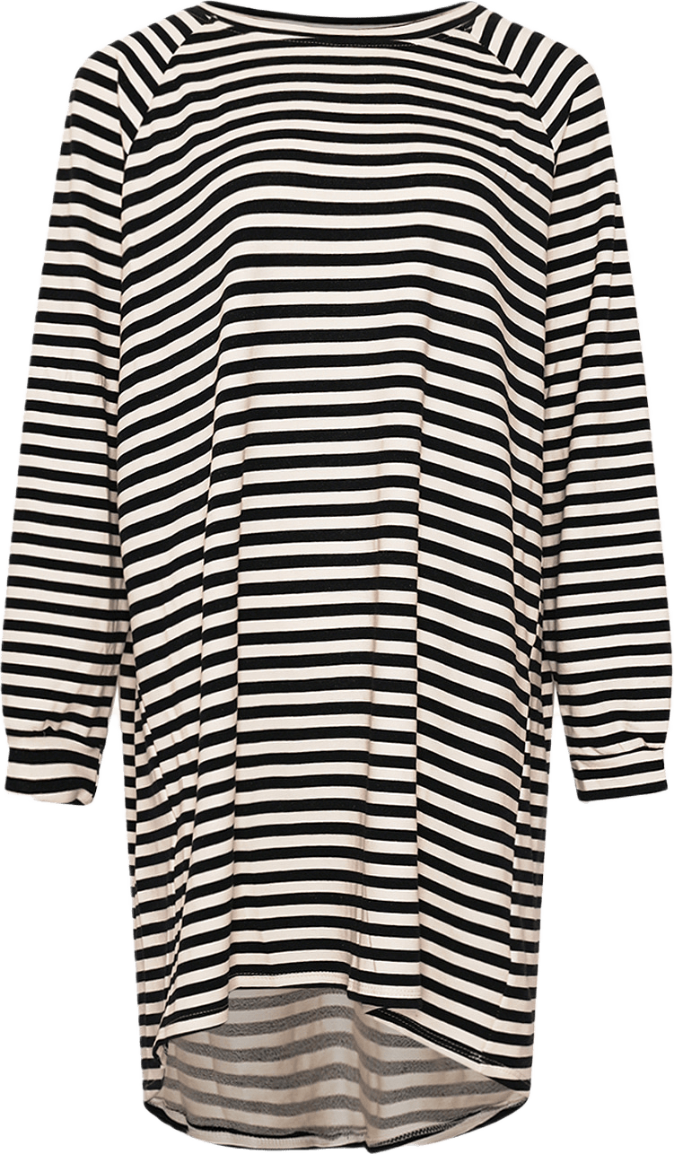Ibi, Midi L/s Dress - Navy/off White Stripe