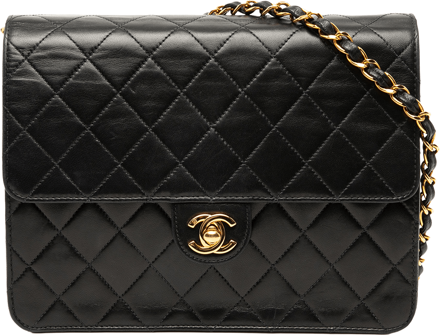 Chanel Small Cc Quilted Lambskin Single Flap, från Luxclusif, i färgen black.
