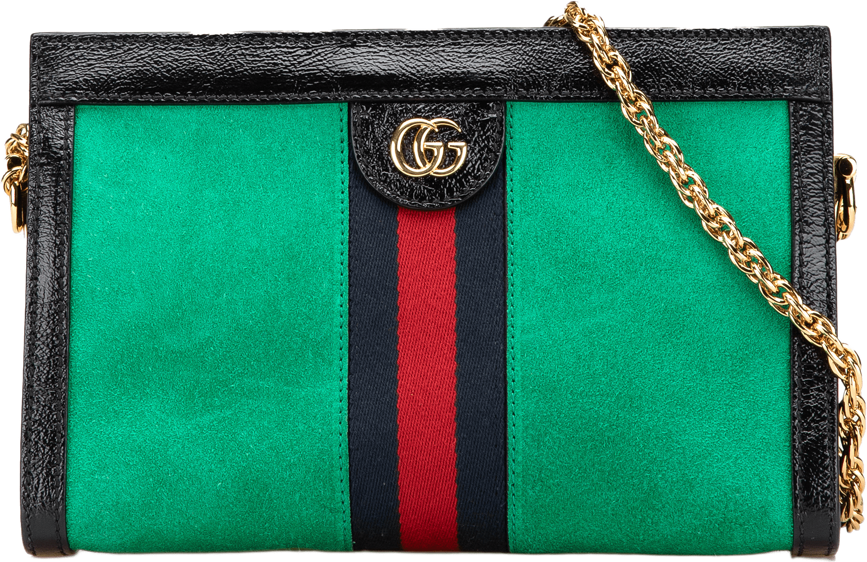 Gucci Small Suede Ophidia Chain Crossbody, från Luxclusif, i färgen green.