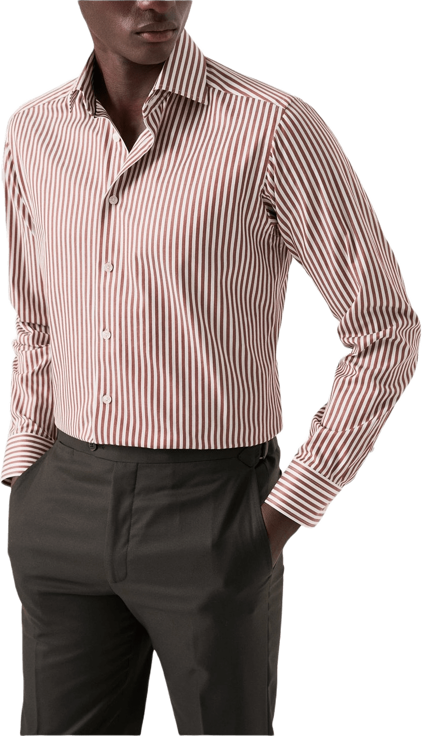 Bengalrandig Signature Twill-skjorta Slim Fit, från Eton, i färgen red.