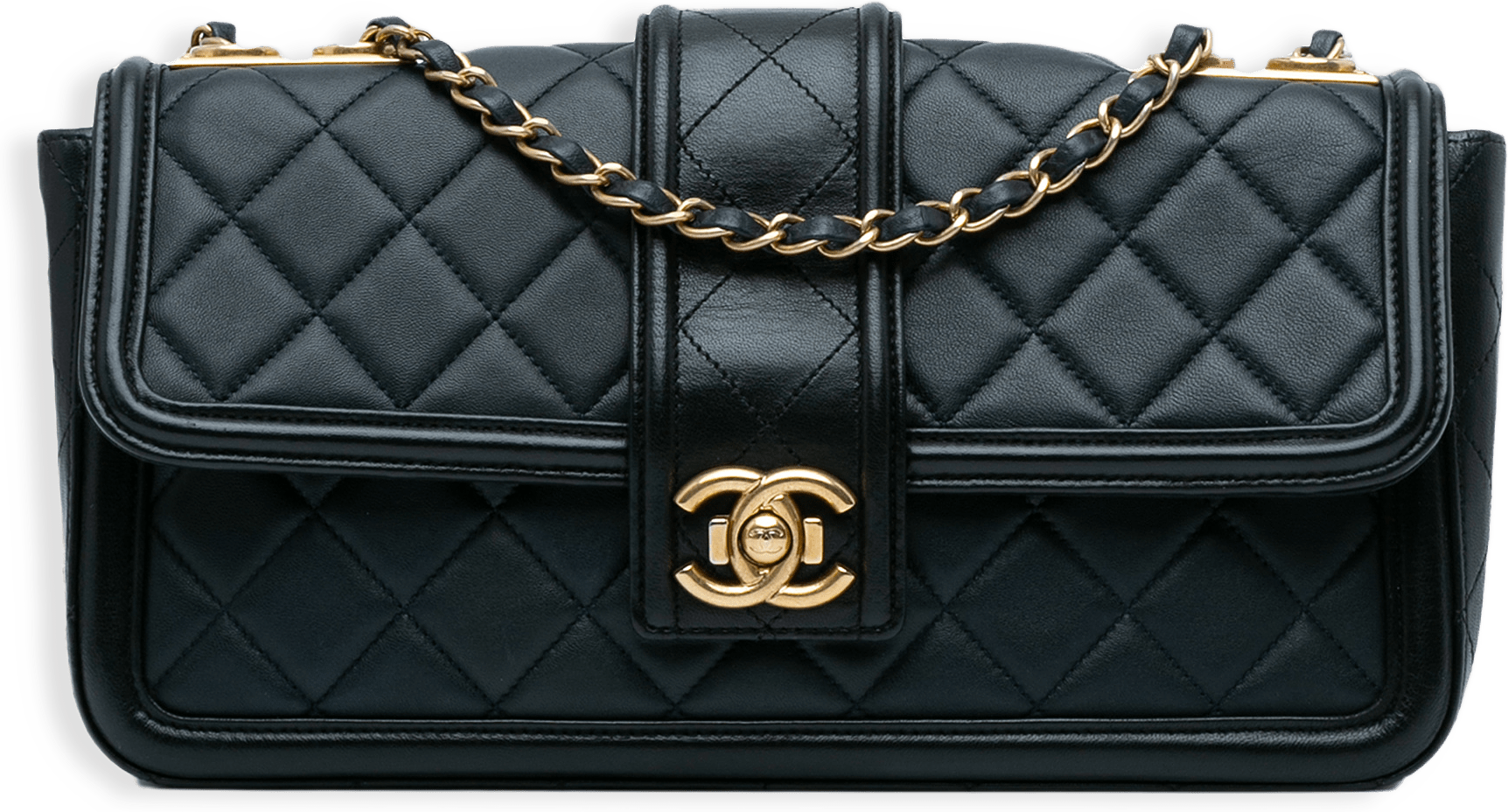 Chanel Large Quilted Lambskin Elegant Cc Flap