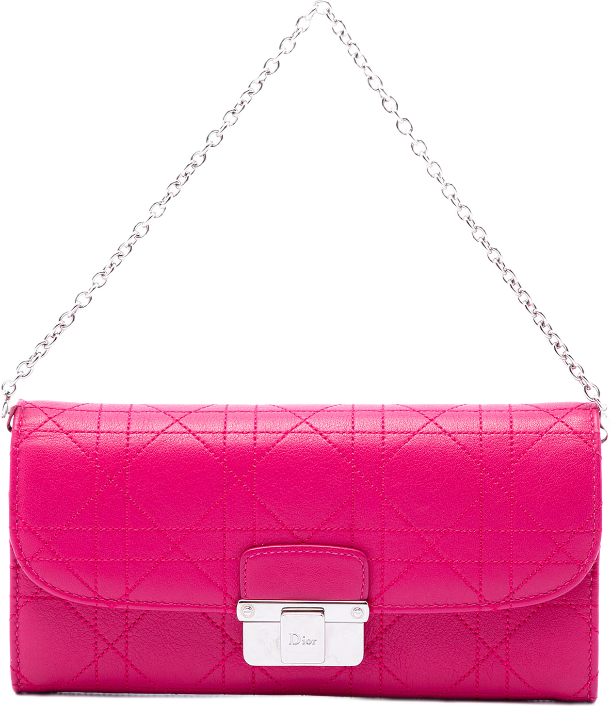 Dior Calfskin Cannage Diorling Wallet On Chain, från Luxclusif, i färgen rosa.