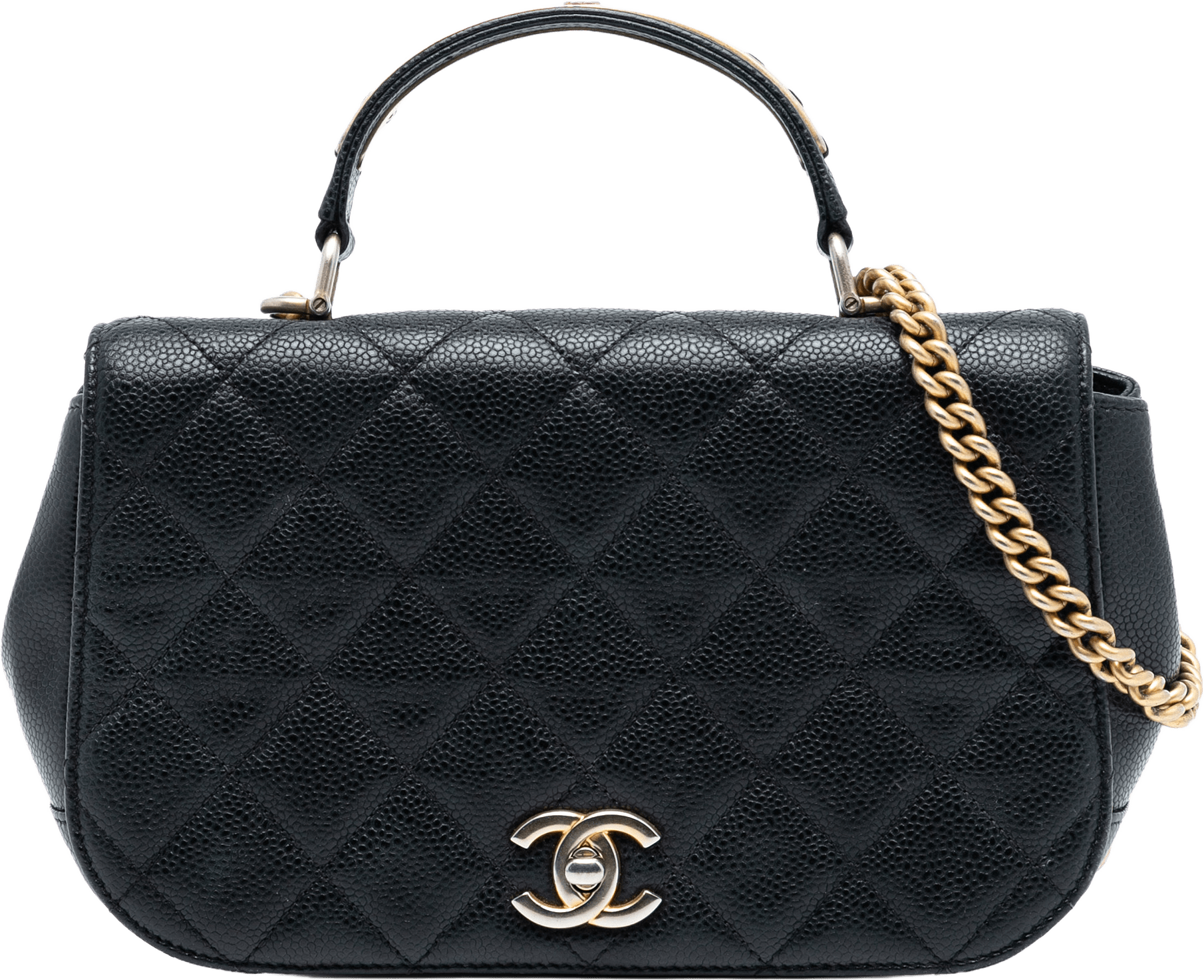 Chanel Small Quilted Caviar Carry Around Flap, från Luxclusif, i färgen black.