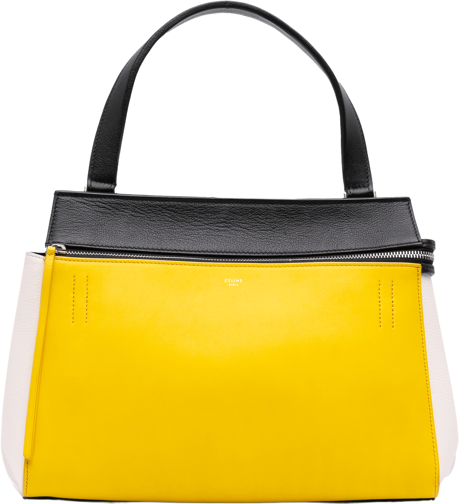 Celine Medium Tricolor Leather Edge Handbag, från Luxclusif, i färgen yellow.