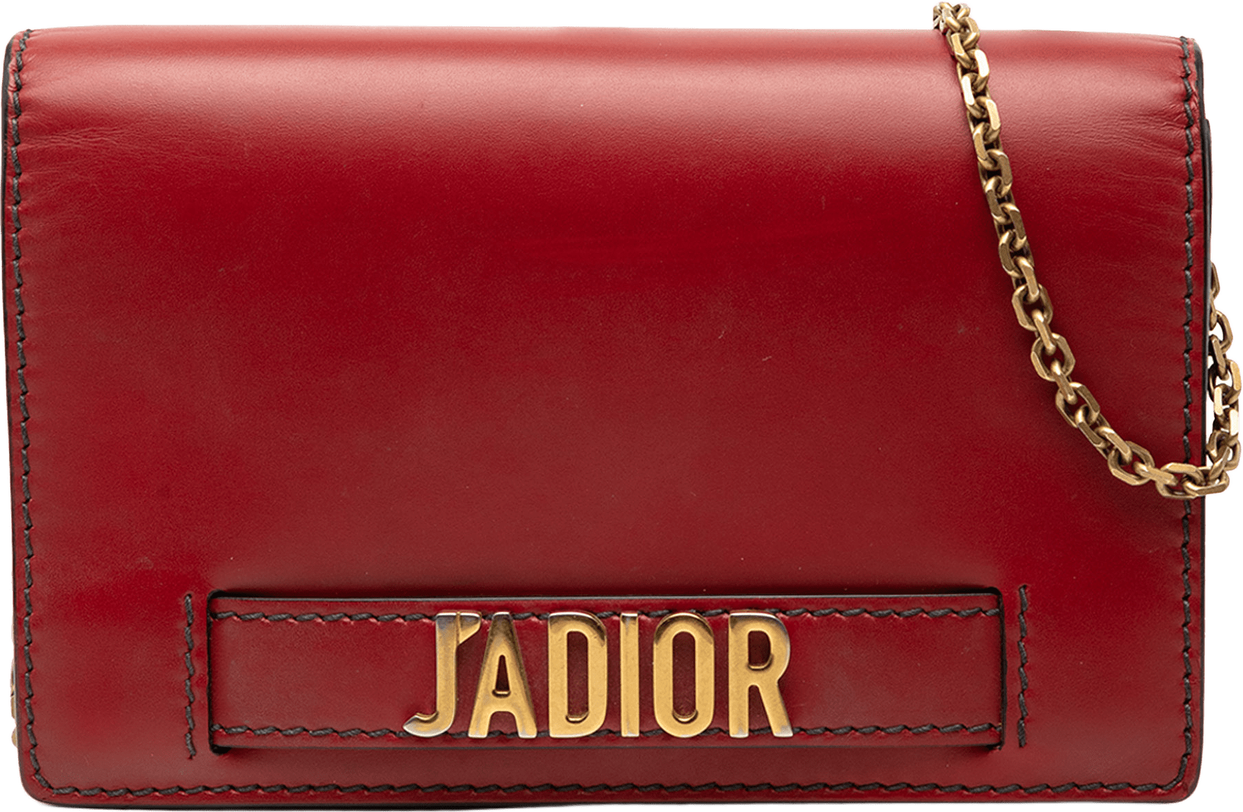 Dior Calfskin J Adior Wallet On Chain, från Luxclusif, i färgen red.