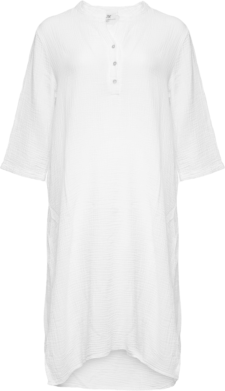 18970p, Long Shirt Dress With Pocket, Linen - White, från Tiffany, i färgen white.