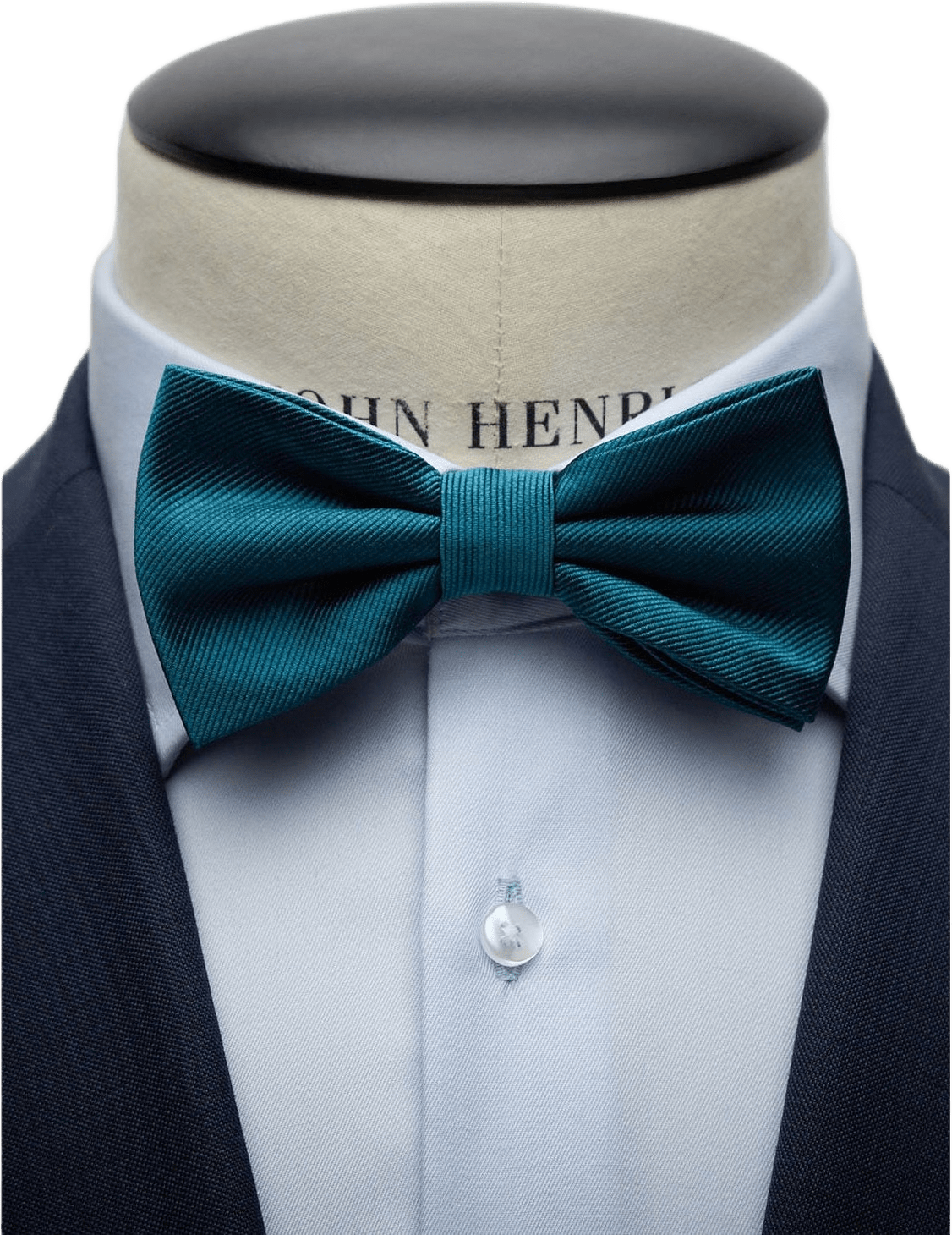 Silk Woven Rib Plain Pre Tied Bow Tie, från John Henric, i färgen petrol.