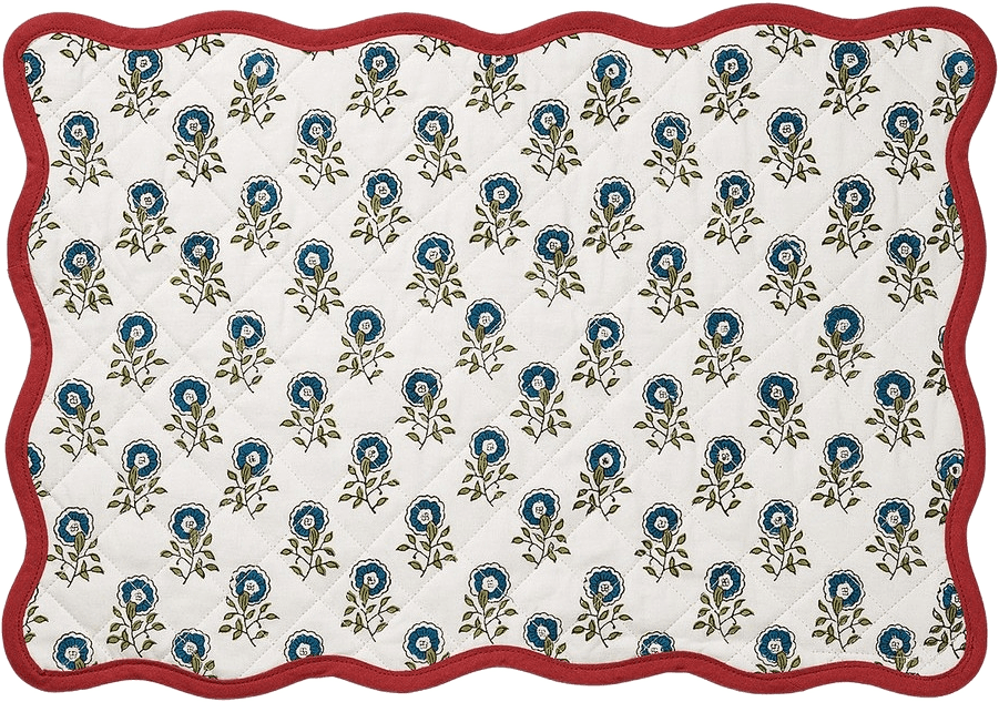 Scallop Quiltad Bordstablett -  33x48 Cm, från Pick A Poppy, i färgen teal.