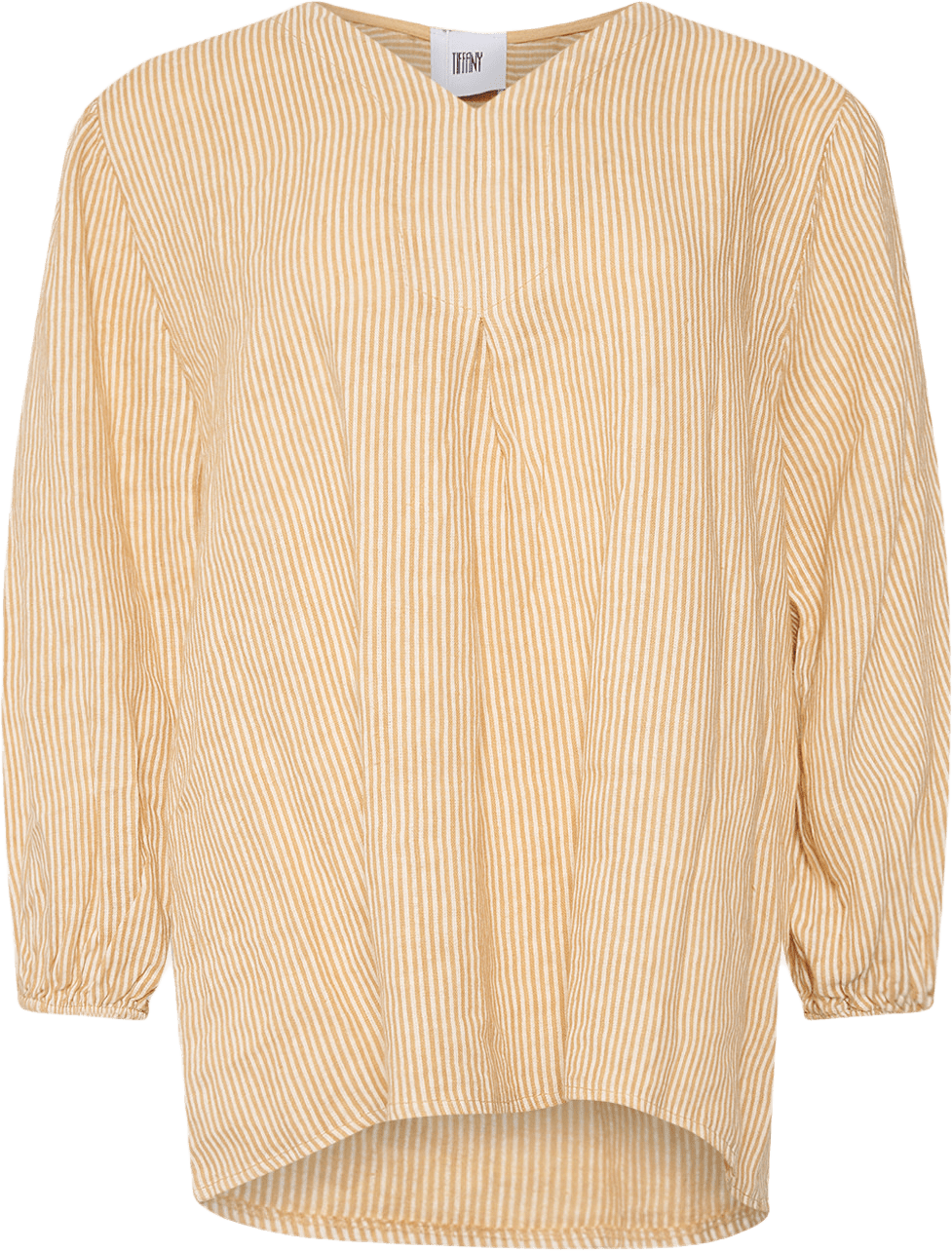 Ella, Blouse Stripe, Linen - New Camel Stripe, från Tiffany, i färgen new camel stripe.