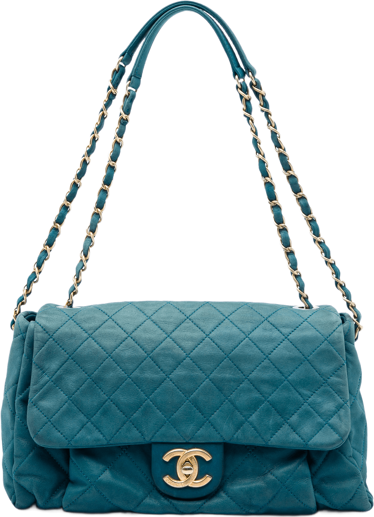 Chanel Large Quilted Iridescent Calfskin Chic Quilt Flap, från Luxclusif, i färgen blå.