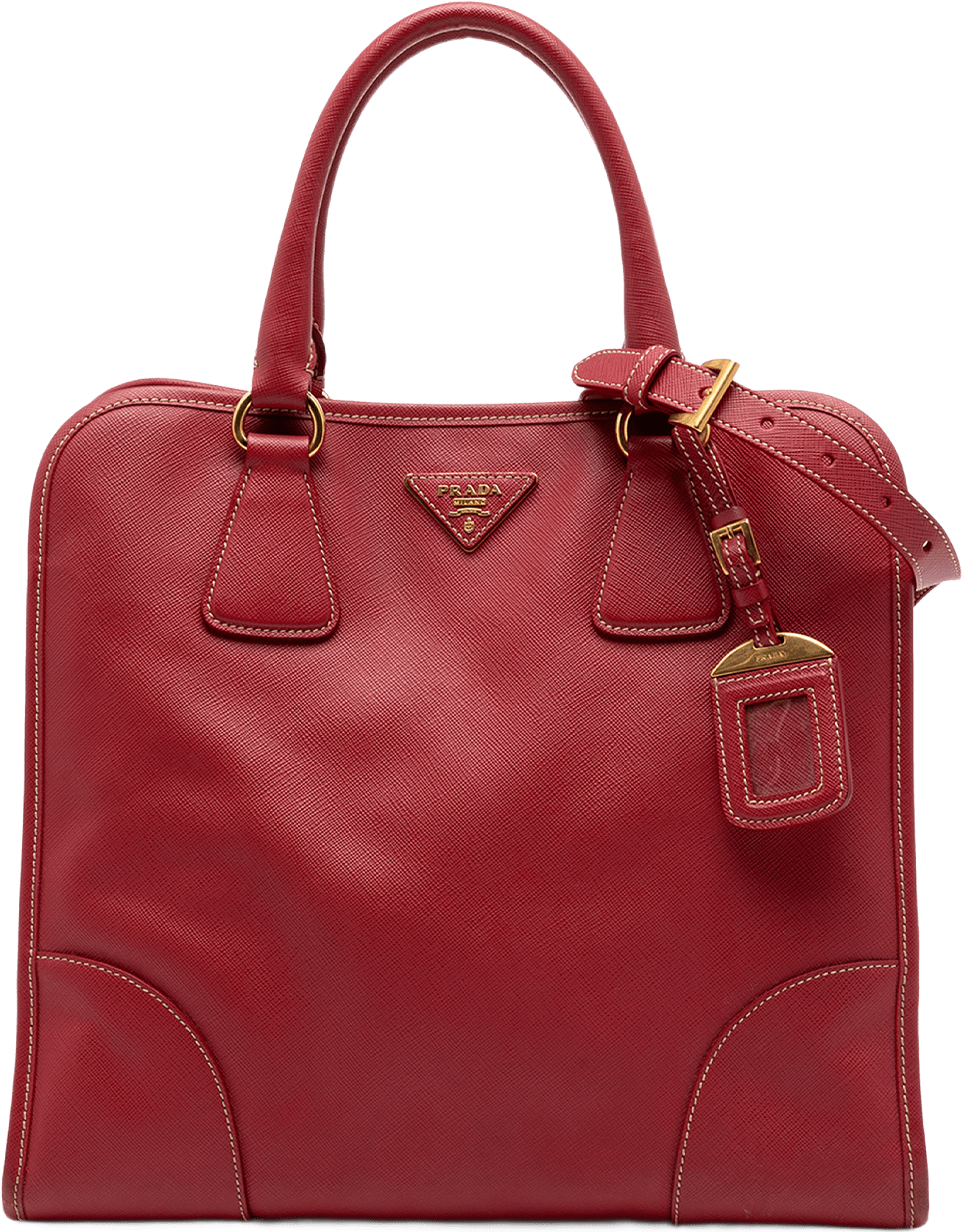 Prada Saffiano Lux Shopping Tote, från Luxclusif, i färgen red.