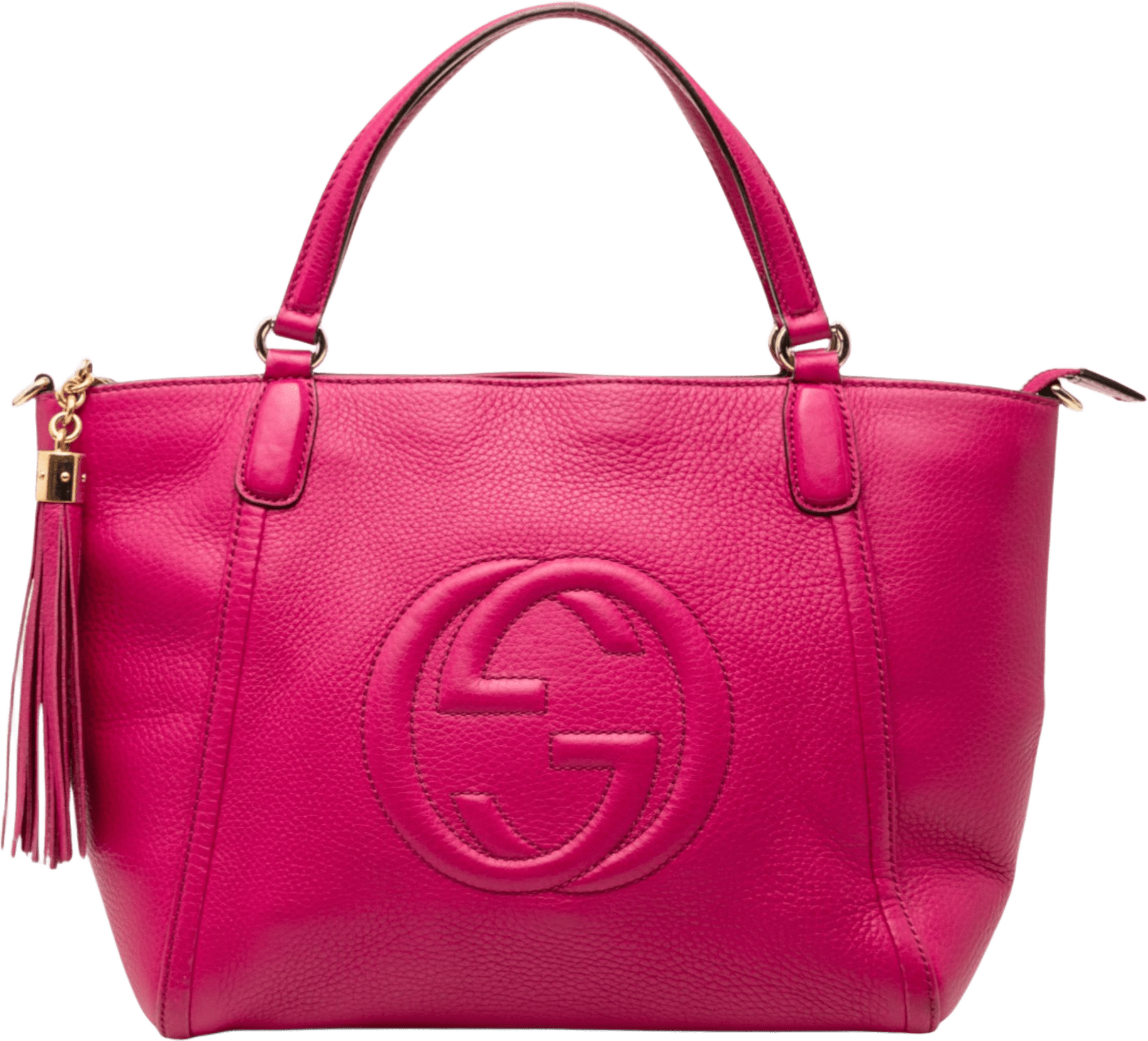 Gucci Small Calfskin Soho Cellarius Satchel, från Luxclusif, i färgen hot pink.