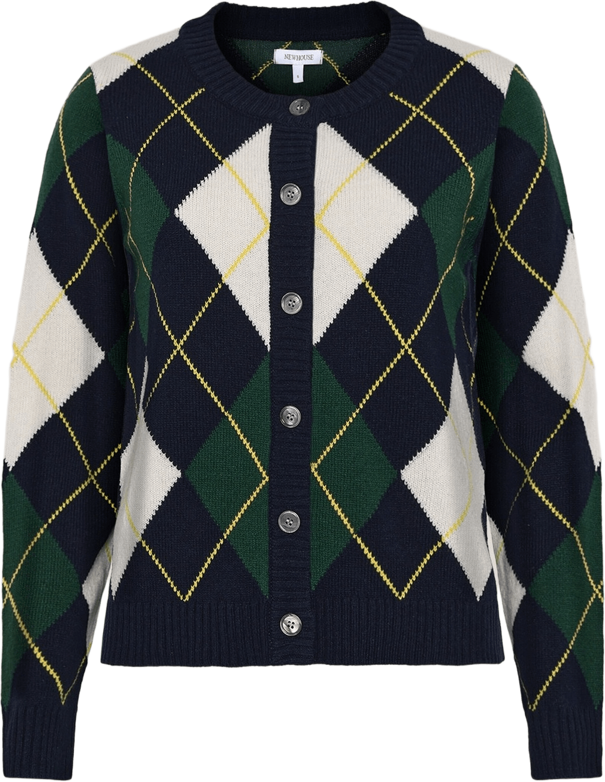 Cardigan Khaite Argyle, från Newhouse, i färgen marinblå.