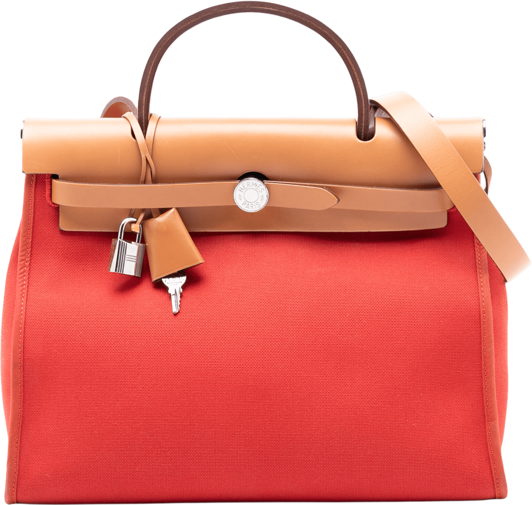 Hermès Toile Herbag Zip 31, från Luxclusif, i färgen orange.