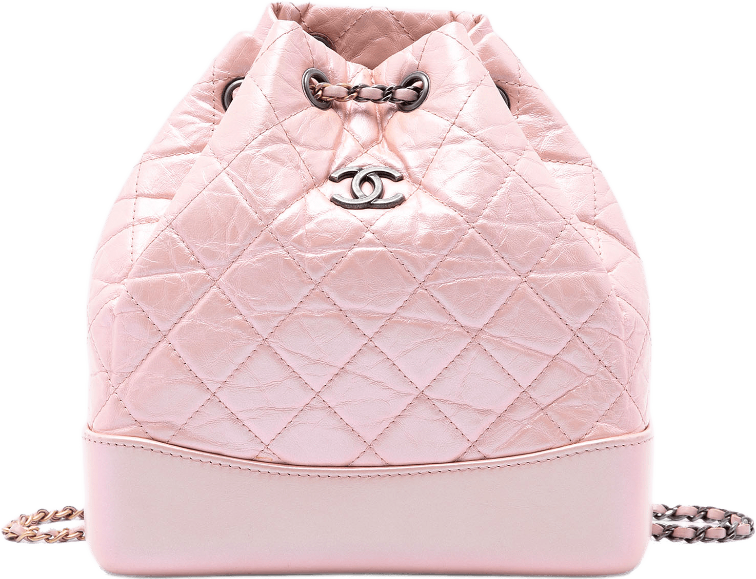 Chanel Small Quilted Aged Calfskin Gabrielle Backpack, från Luxclusif, i färgen rosa.
