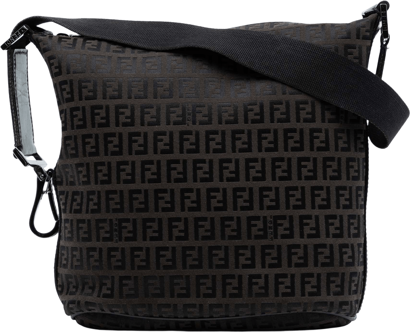 Fendi Zucchino Canvas Shoulder Bag, från Luxclusif, i färgen dark brown.