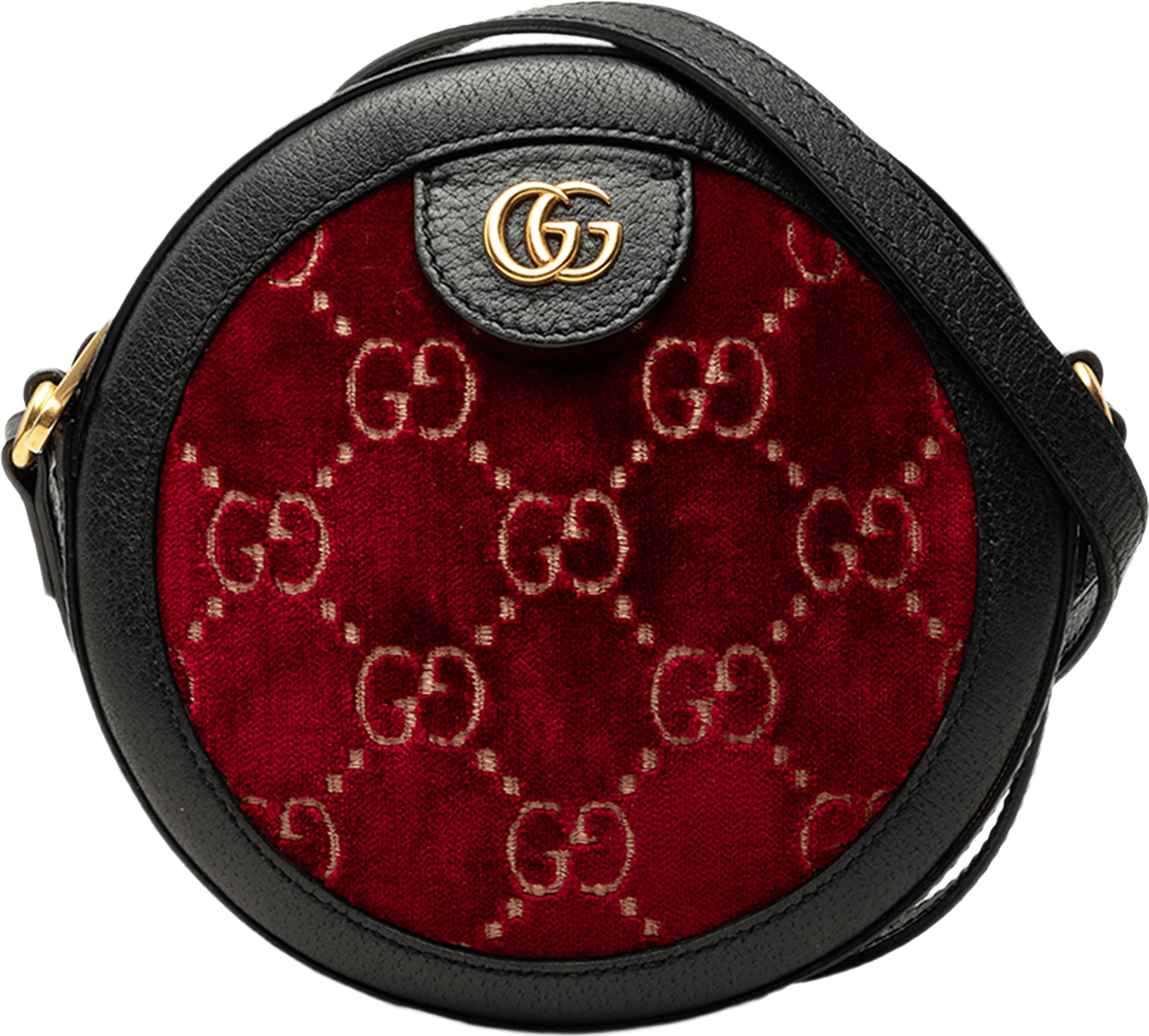 Gucci Gg Marmont Velvet Round Crossbody, från Luxclusif, i färgen röd.