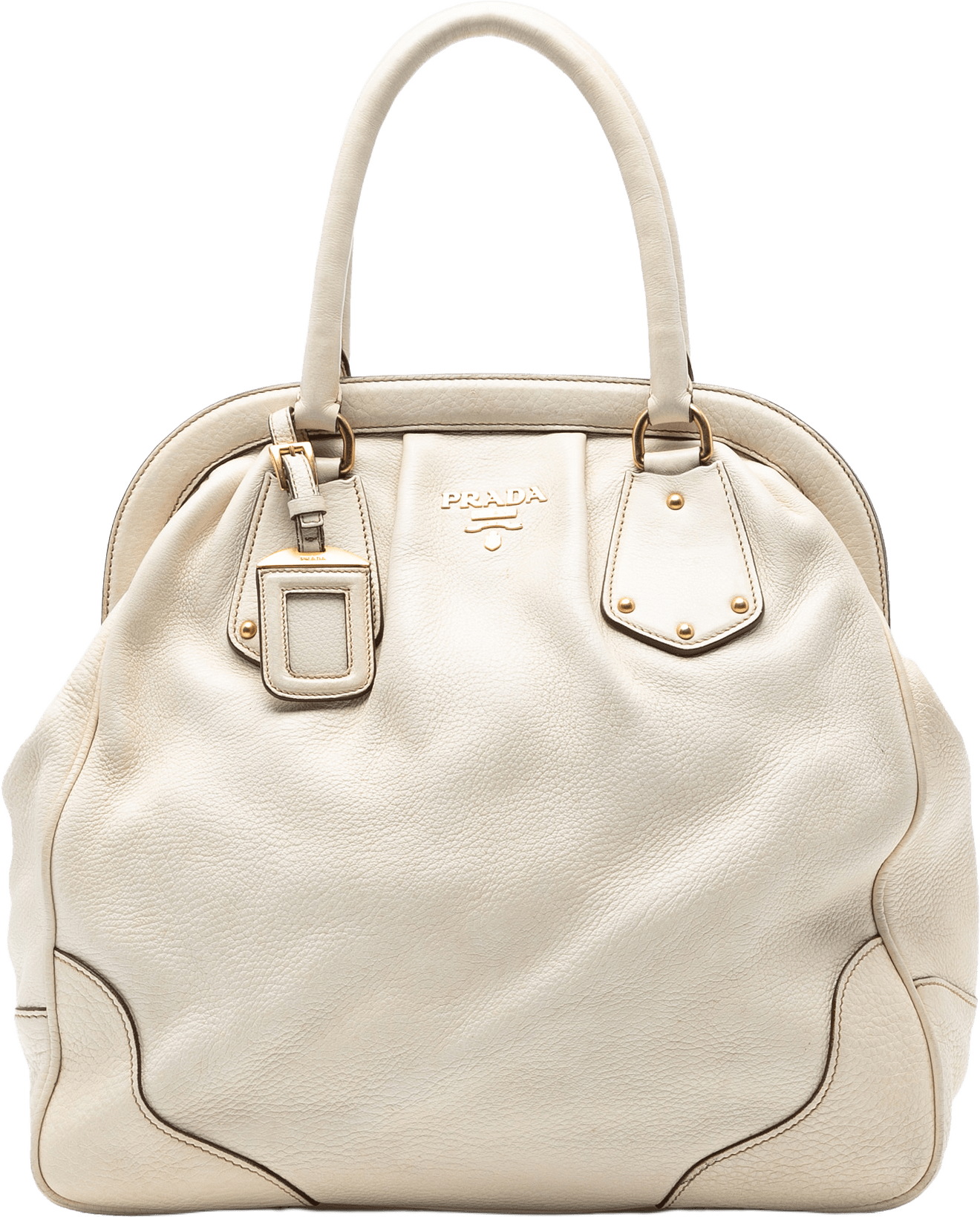 Prada Vitello Daino Frame Tote, från Luxclusif, i färgen white.