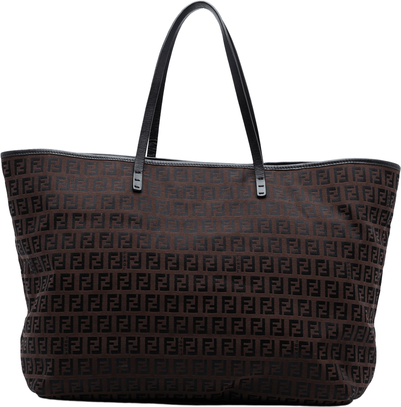 Fendi Medium Zucchino Canvas Roll Tote, från Luxclusif, i färgen dark brown.