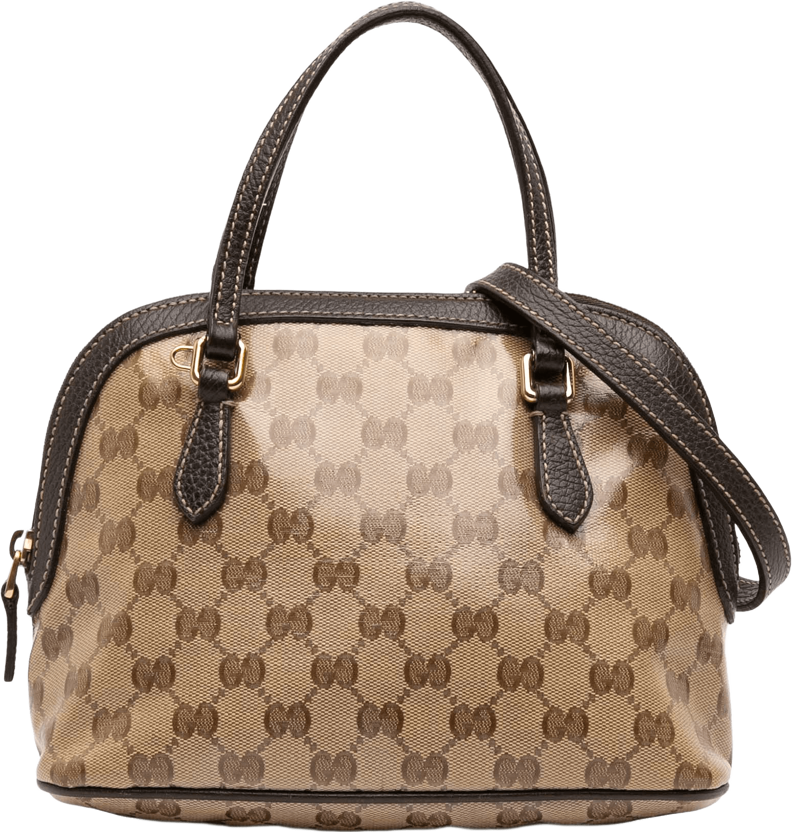 Gucci Mini Gg Crystal Dome Satchel, från Luxclusif, i färgen beige.