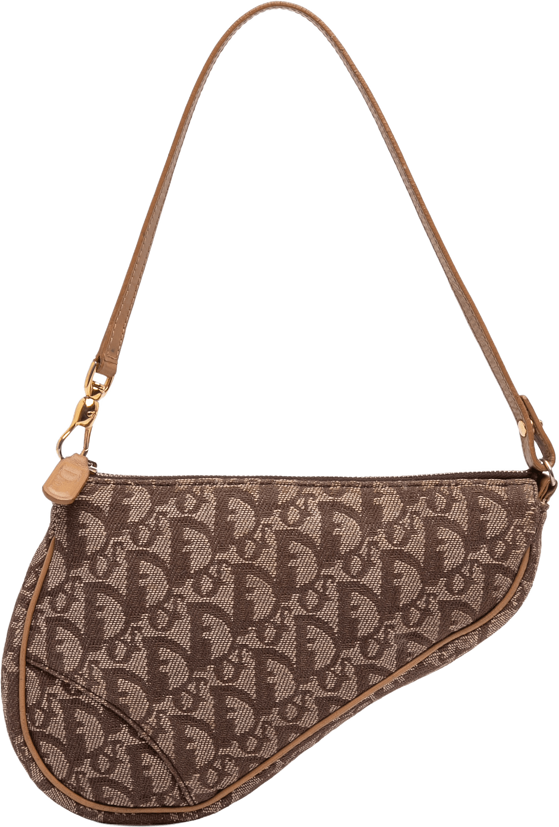 Dior Mini Diorissimo Canvas Saddle Pochette, från Luxclusif, i färgen brown.