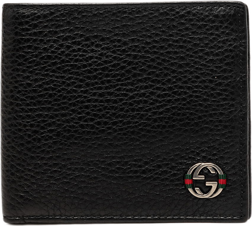 Gucci Calfskin Web Interlocking G Bifold Wallet, från Luxclusif, i färgen black.